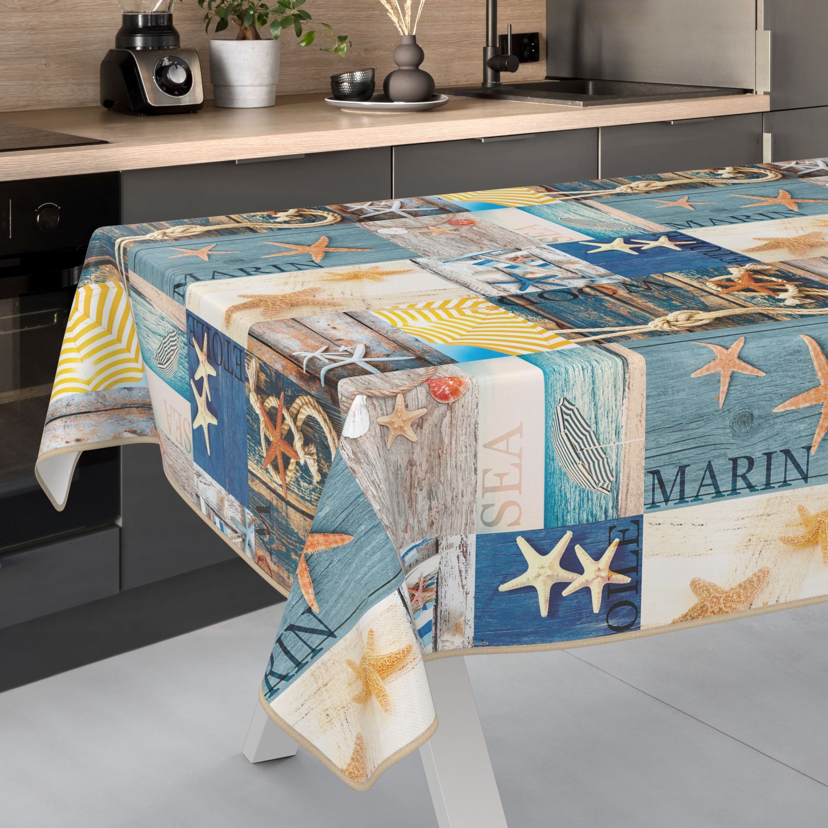 ANRO Tischdecke Wachstuch abwaschbar Maritim Tischwäsche günstig online kaufen