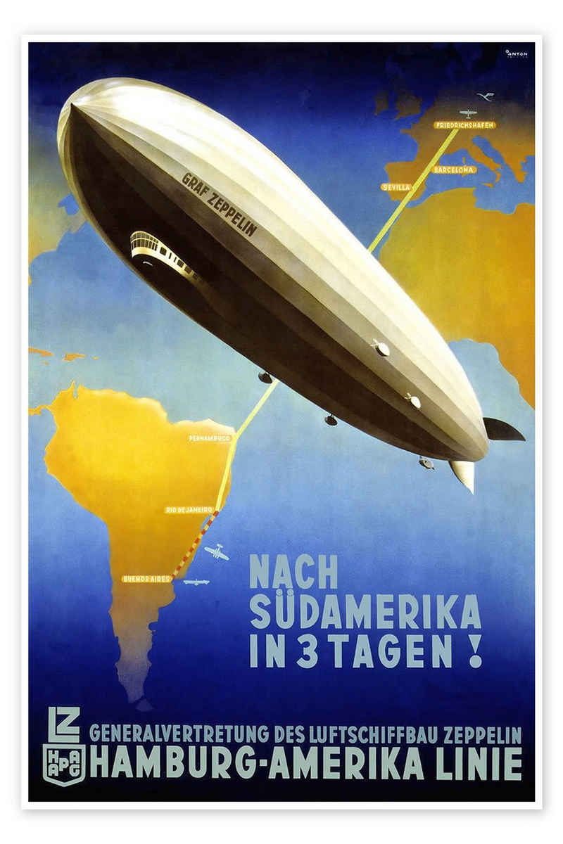 Posterlounge Poster Vintage Travel Collection, Hamburg Amerika Linie – Graf Zeppelin, Vintage Malerei
