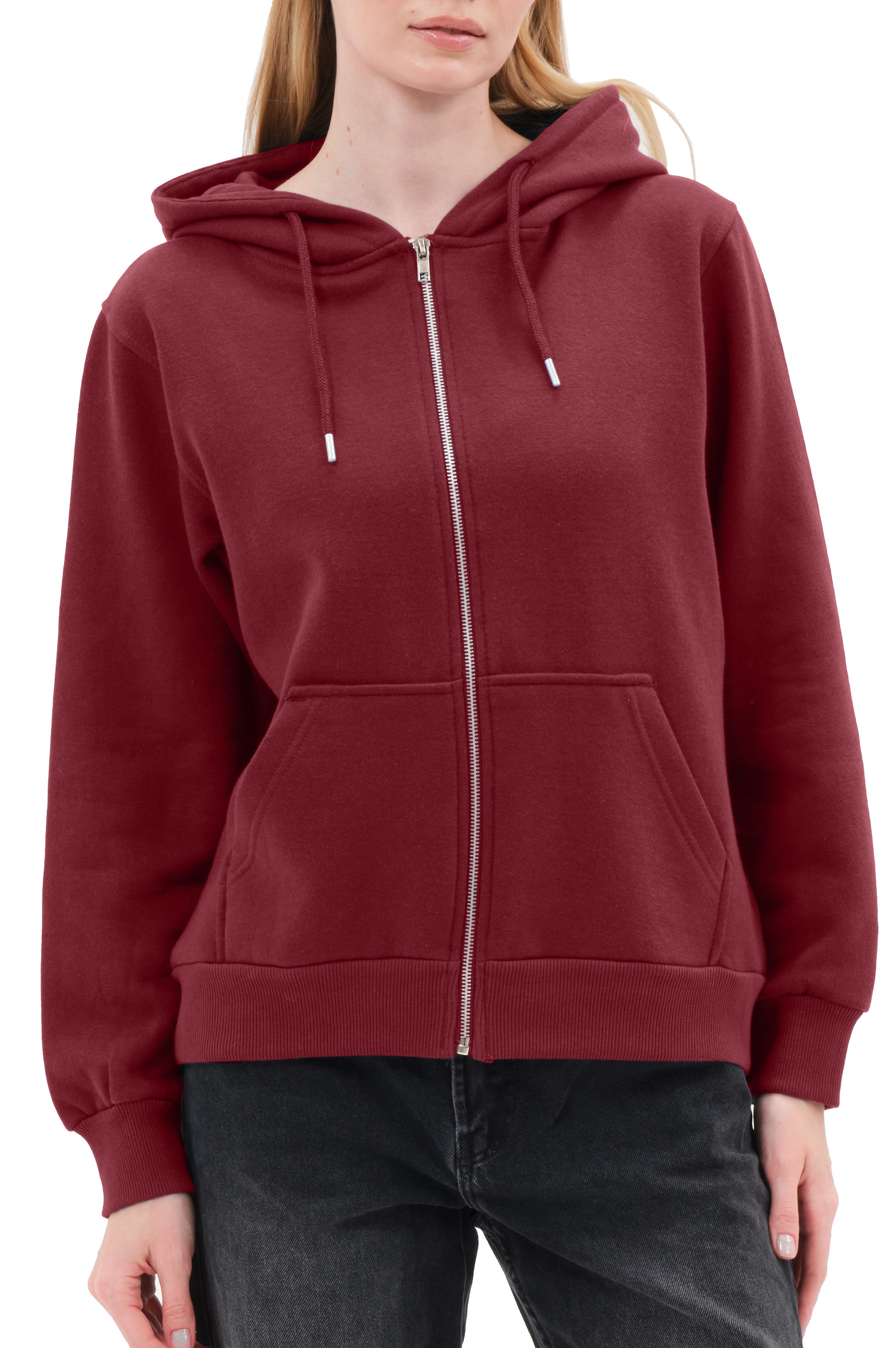 Smith & Solo Kapuzenpullover Damen - Sweatshirt mit Reißverschluss Zipper H günstig online kaufen