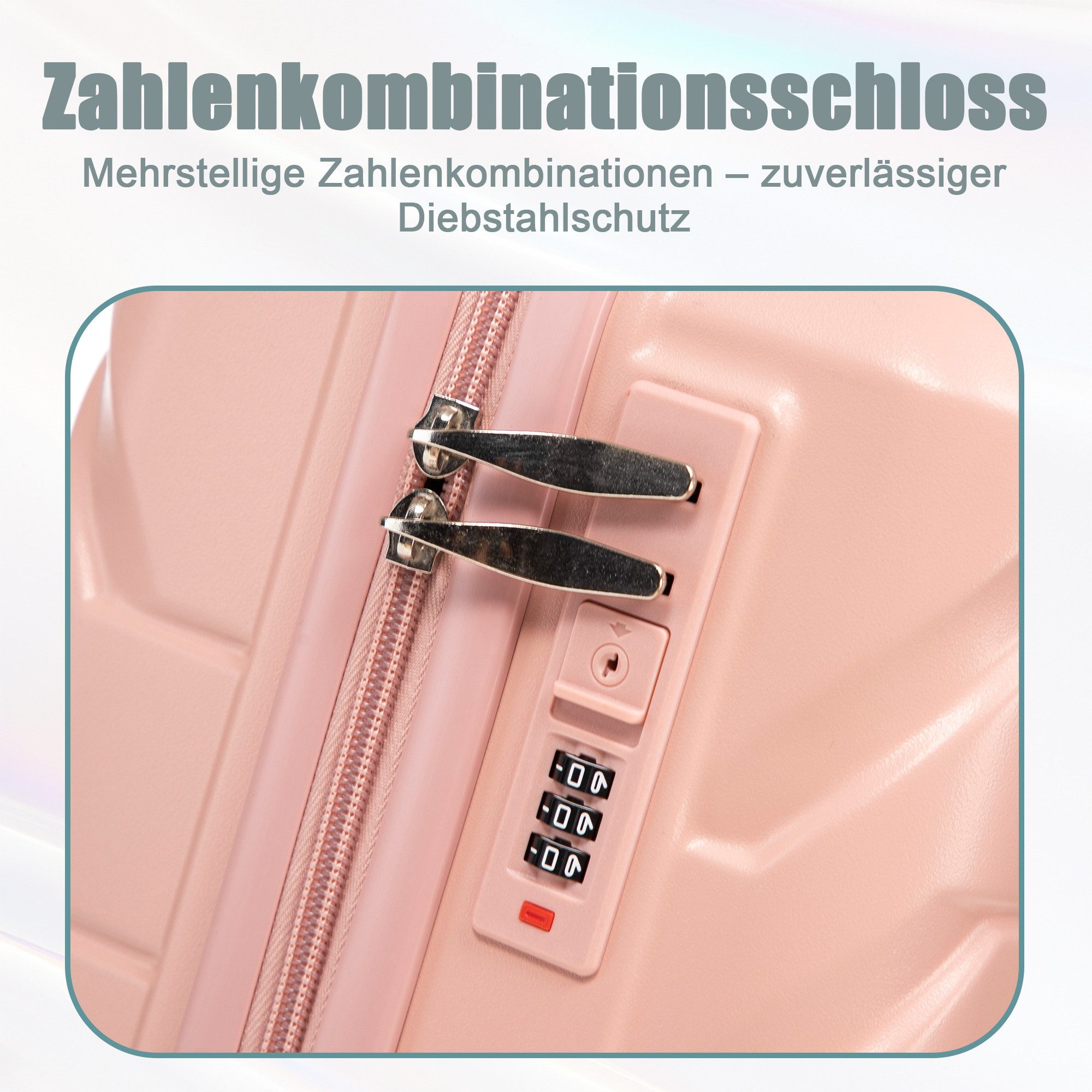 i@home Kofferset 14"/19" 2-teiliger Koffer, 4 Rollen, (2 tlg), ABS-Spinner-Kofferset mit Zahlenschloss & 14" Kosmetiktasche