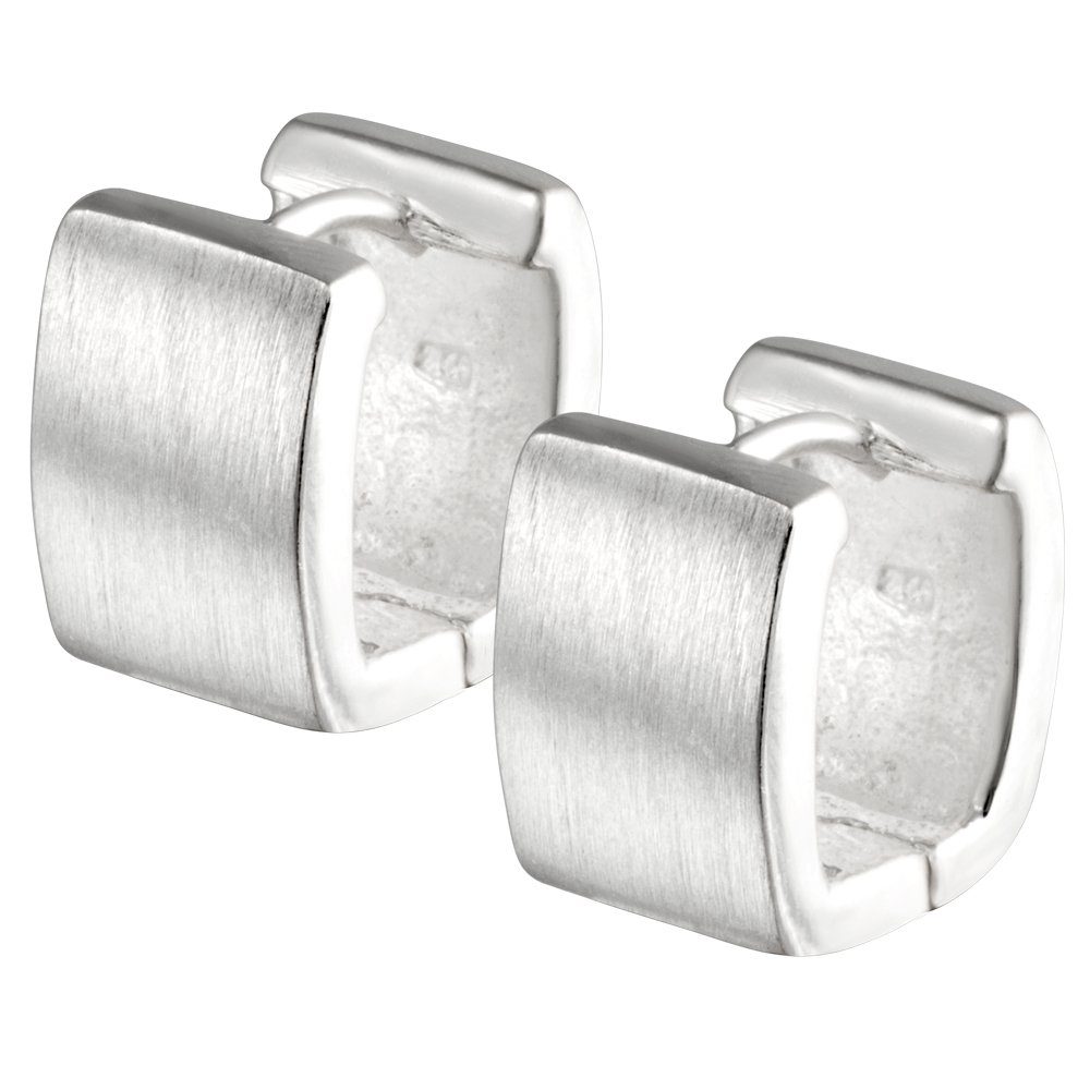 Vinani Paar Creolen, Vinani Klapp-Creolen viereckig abgerundet  mattiert-glänzend Sterling Silber 925 Ohrringe CUM