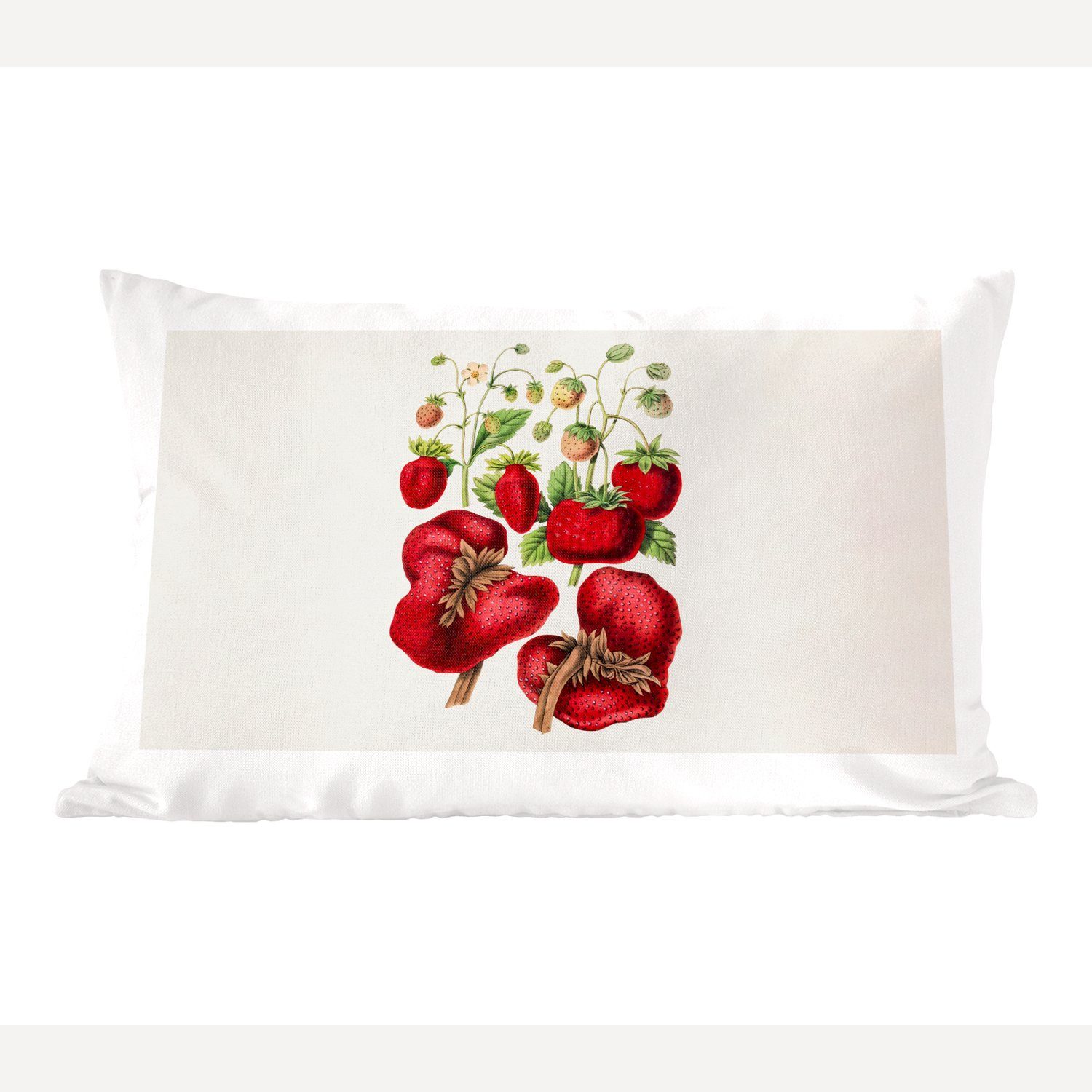 MuchoWow Dekokissen Erdbeeren - Obst - Pflanze, Wohzimmer Dekoration, Zierkissen, Dekokissen mit Füllung, Schlafzimmer