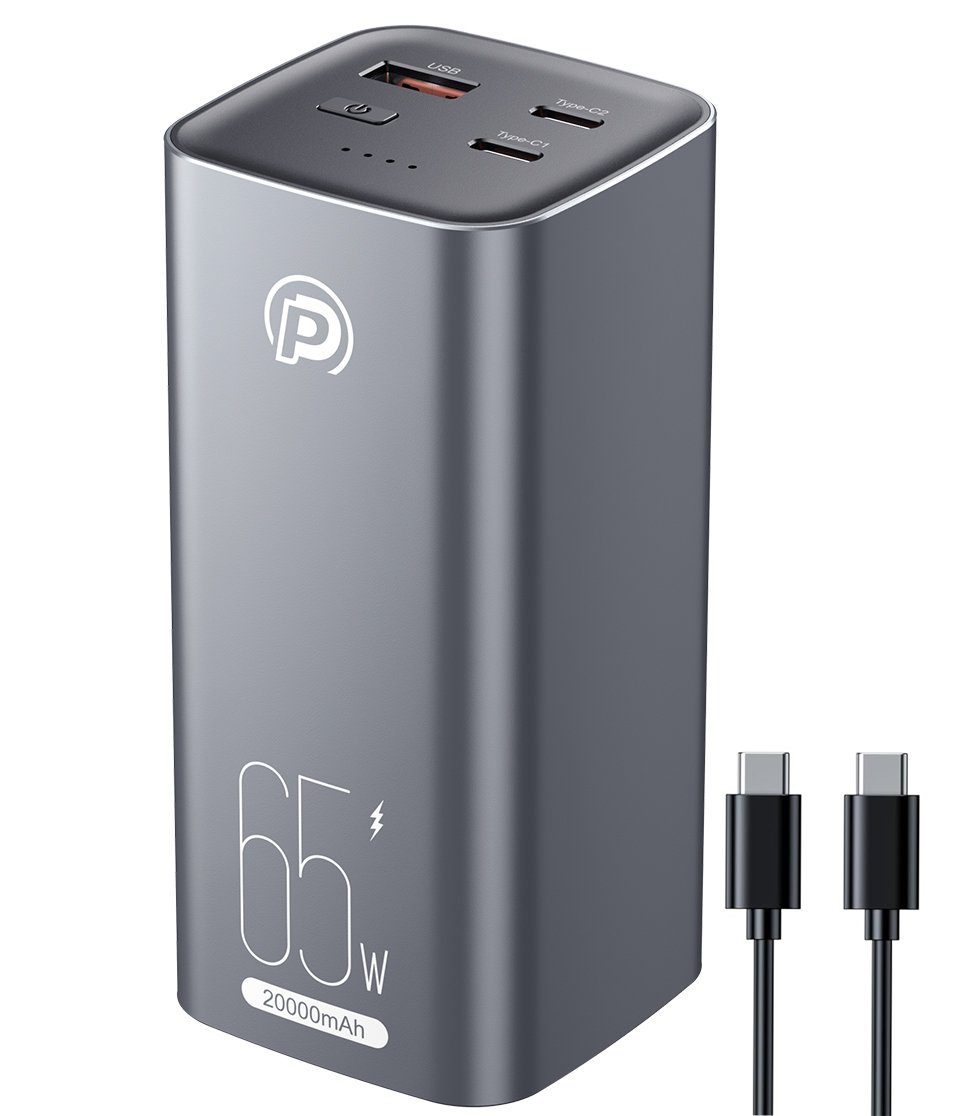 poweradd pro Tragbares 20000mAh Power bank 65W Fast Charge USB-C PD 3.0 Powerbank  20000 mAh (1 St), 3 Ports Externer Handyakku mit USB-C Ladekabel