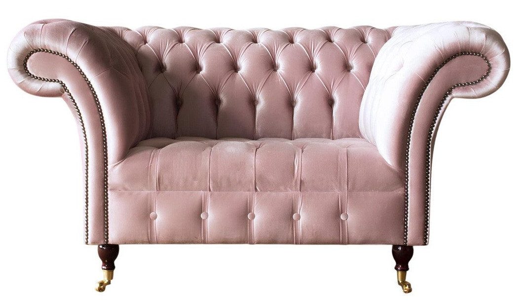 Xlmoebel Chesterfield-Sessel Rosa Chesterfield-Sessel mit Textil- und Lederbezug (1-St., Sofa 1,5 Sitzer), Hergestellt in Europa