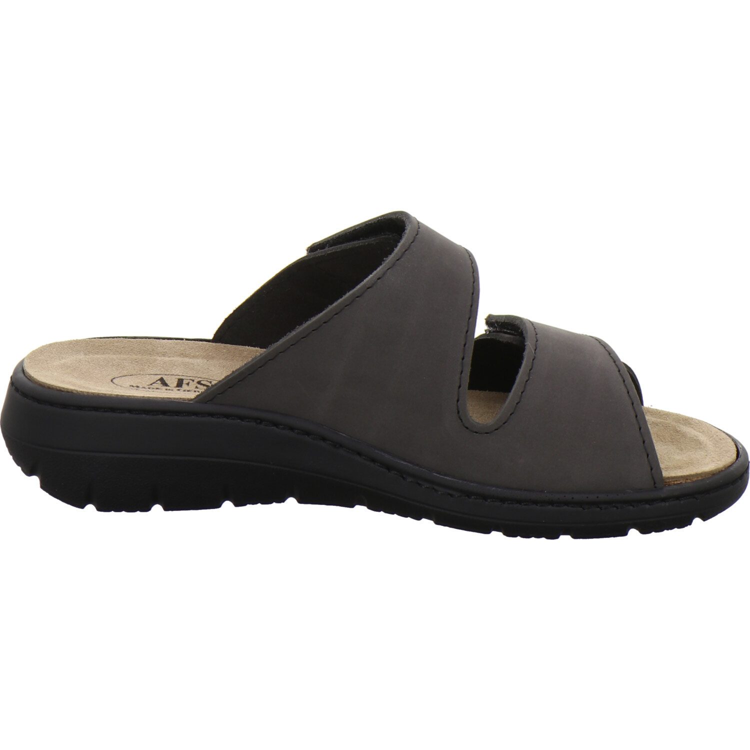 AFS-Schuhe 280882 Wechselfußbett Pantolette für Damen mit Keilabsatz, bequeme Sandalen aus Leder