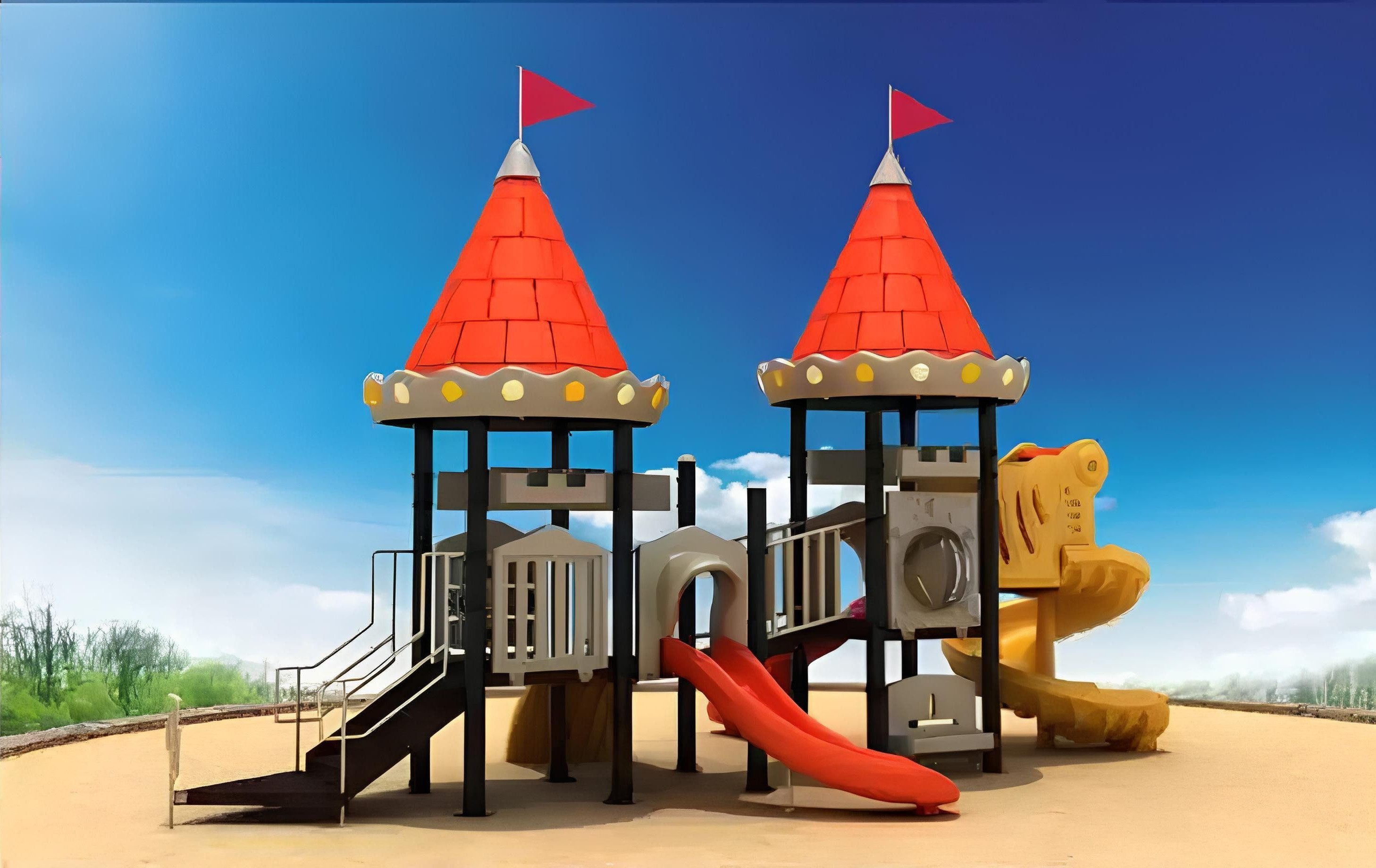 Xlmoebel Spielturm Kinder-Spielburg mit Rutschen und Outdoor-Unterhaltungsturm, Hergestellt in Europa