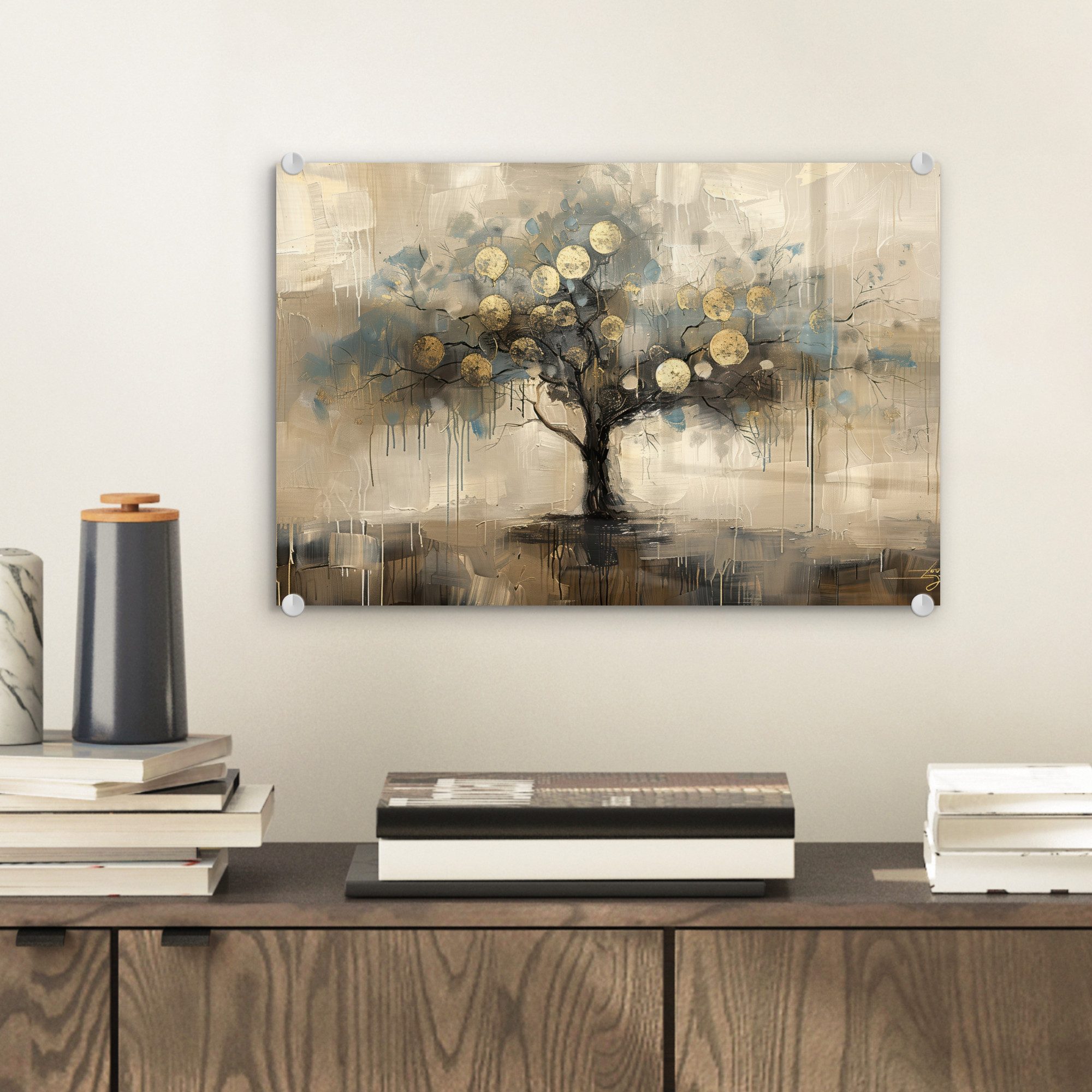 MuchoWow Acrylglasbild Beige - Abstrakt - günstig online kaufen