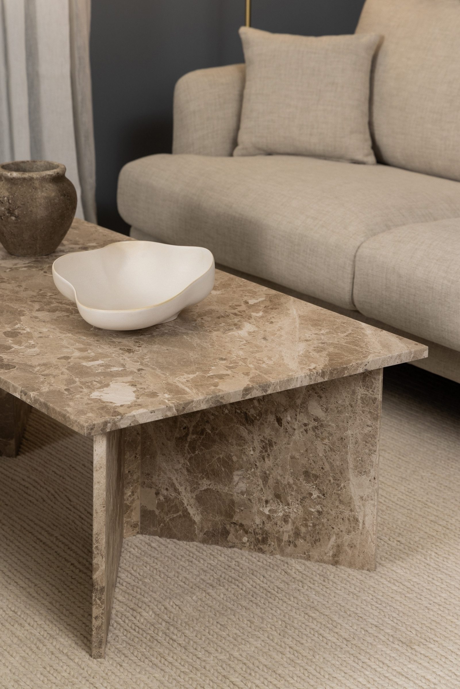 ACTONA GROUP Couchtisch in Braun, Marmor - 140x42x70cm (BxHxT)