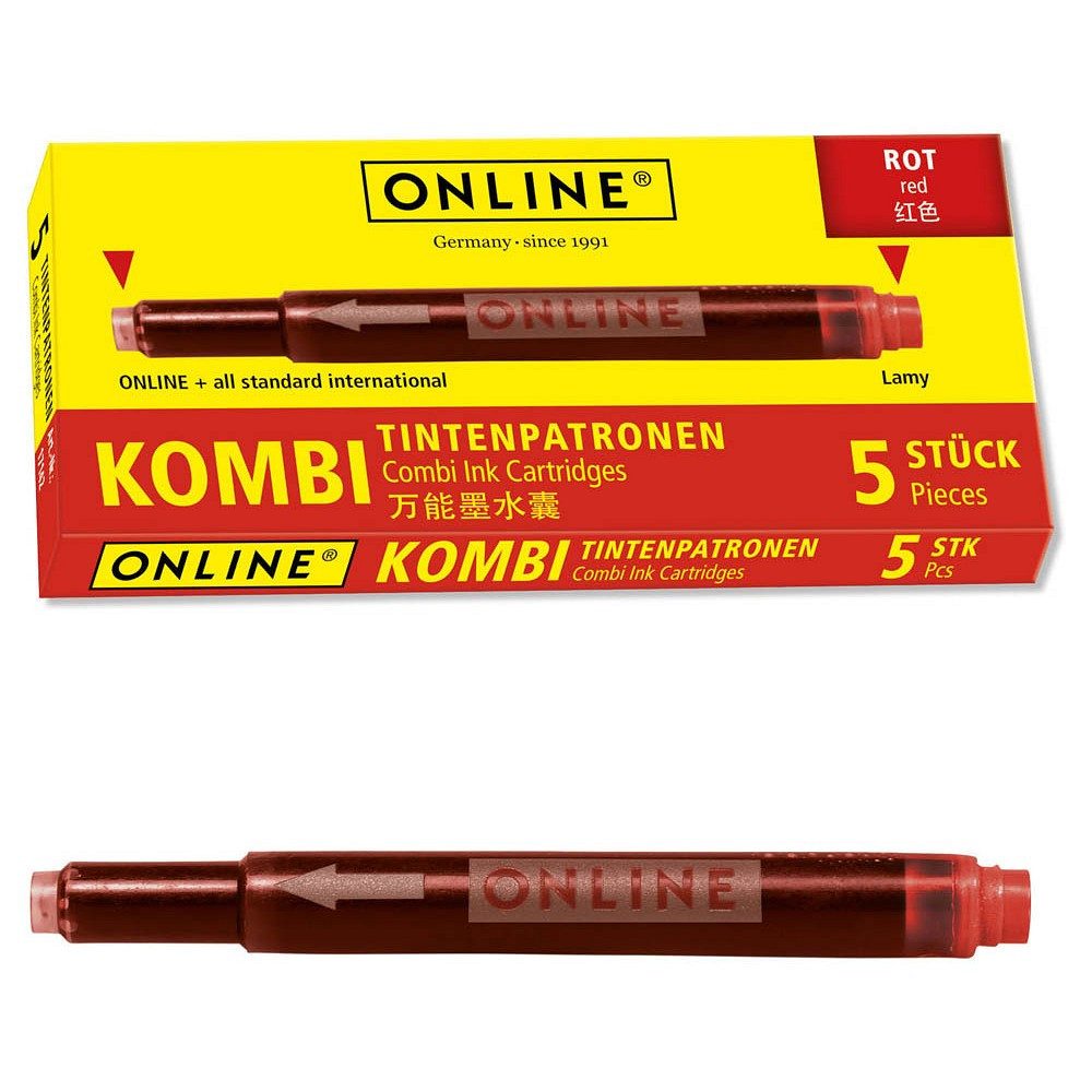 ONline ONLINE® 17307/12 Tintenpatronen für Füller rot 5 St. Tintenpatrone