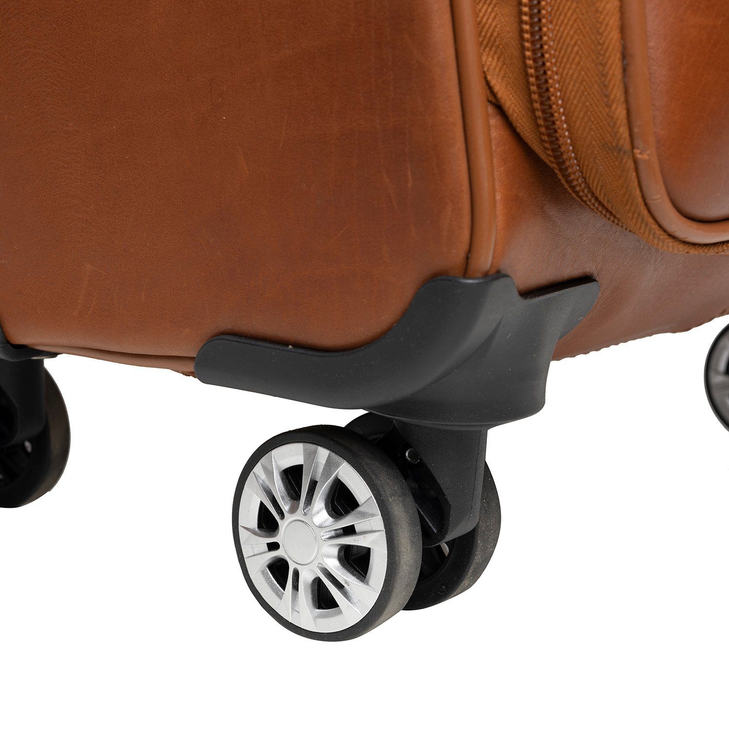 The Chesterfield Brand Business Suitcase C21.500631 Spinner "Key Largo" Waxed Pull Up Leather Suitcase Cognac, 4 Wheels