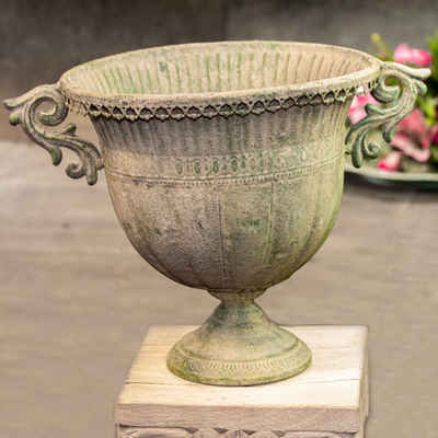Antikas Blumentopf Französische Vase aus Eisen, Oval, Shabby Look, Blumenvase