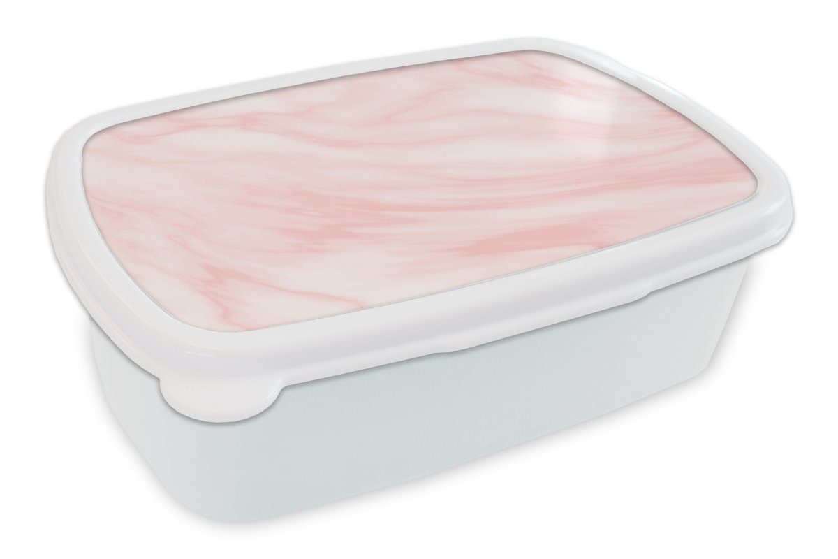 MuchoWow Lunchbox Marmor - Rosa - Weiß - Luxus - Marmoroptik, Kunststoff, (2-tlg), Brotbox für Kinder und Erwachsene, Brotdose, für Jungs und Mädchen