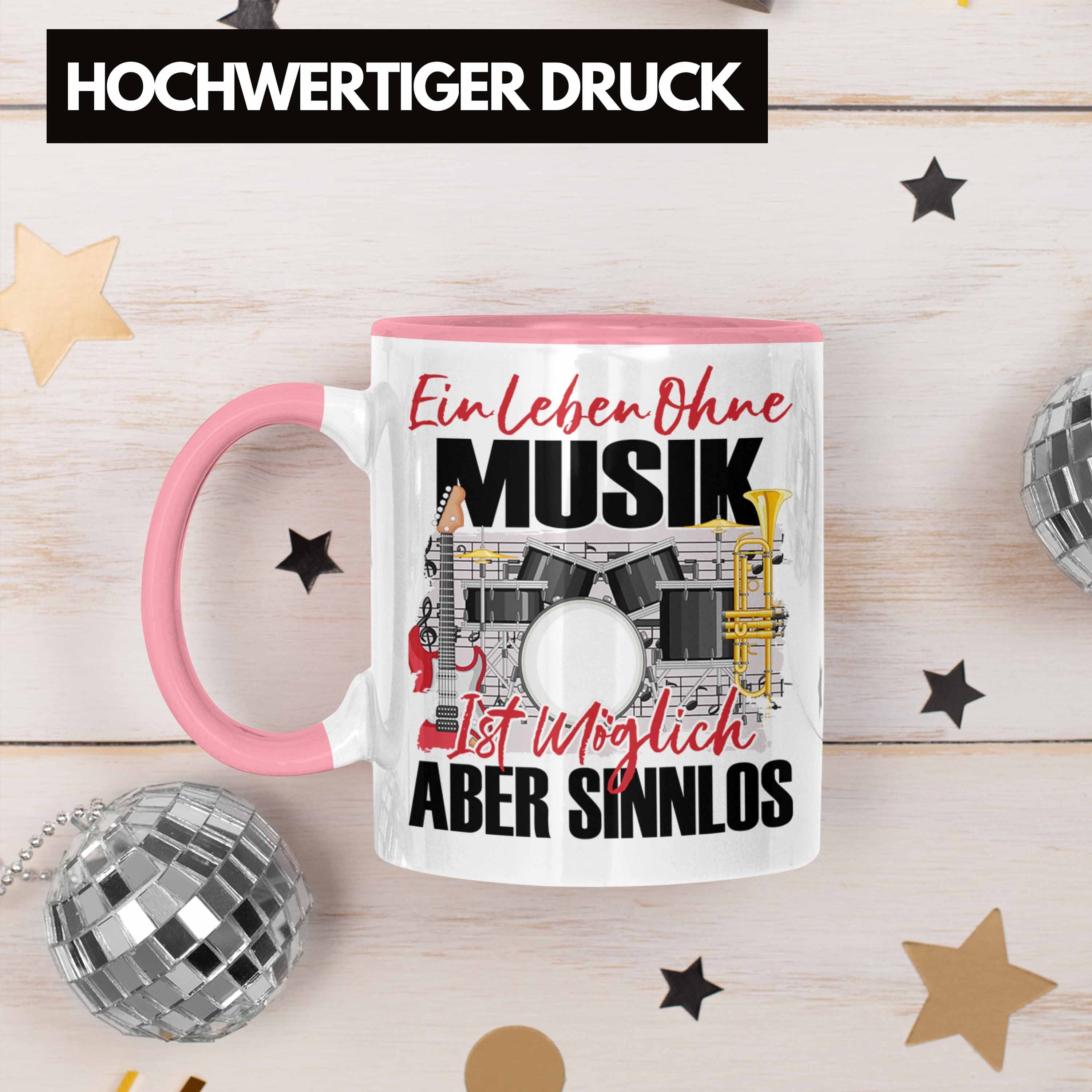 Trendation Tasse Trendation - Musiker Ein Leben Tasse Geschenk Band Geschenkidee Rosa Spruch