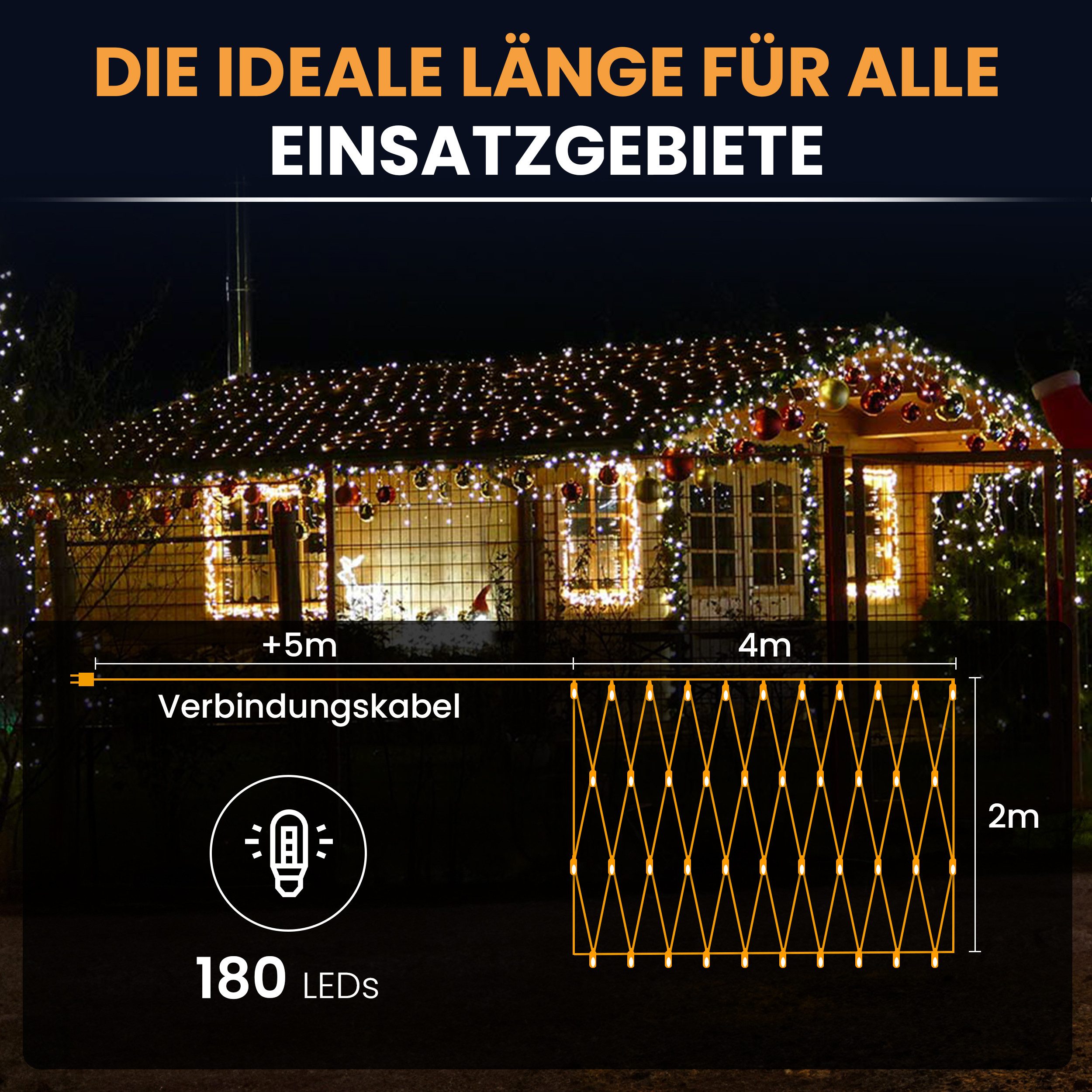 Gartenpirat LED-Lichternetz mit Kabel LED-Beleuchtung Lichterkette Weihnachtsdeko außen – Bild 4 von 5