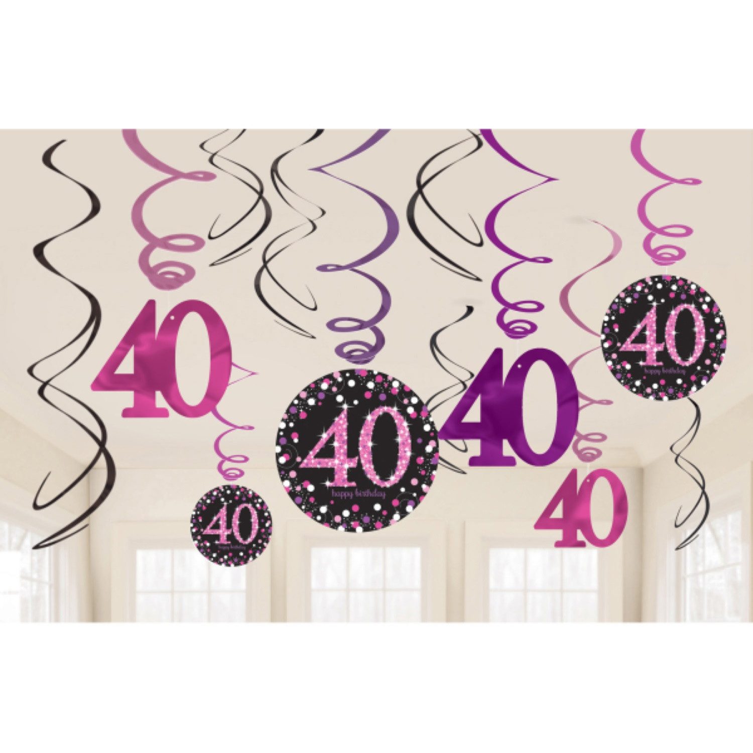 Amscan Hängedekoration Swirldeko HB #40 Pink Sparkling 12Stk.