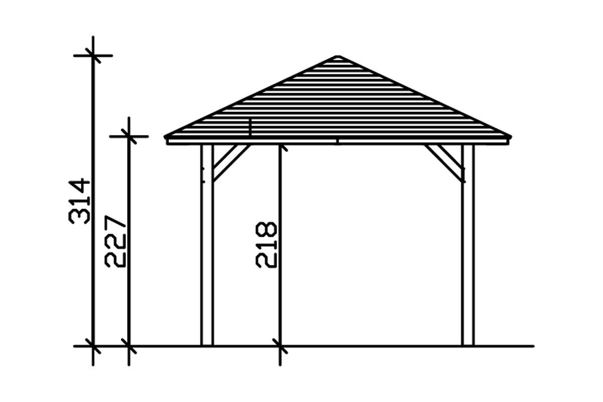 Skanholz Einzelcarport Taunus, BxT: 374x656 cm, 218 cm Einfahrtshöhe