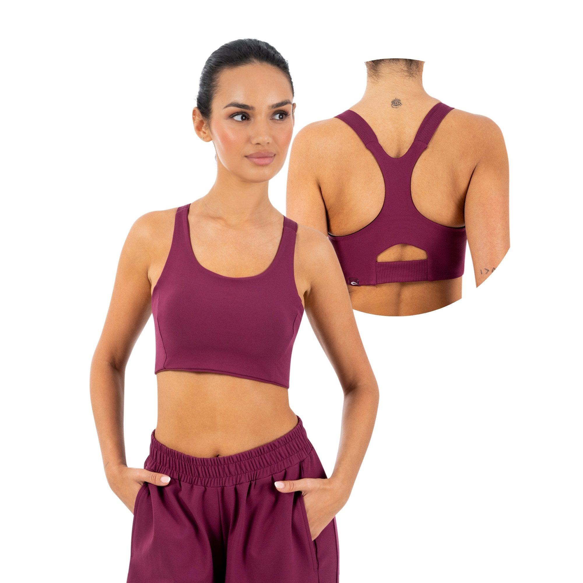 Smilodox Sport-BH Sylva, Top Damen, Bustier, figurbetont mit Cut-Out Rückendetail Shaped Fit, breite Träger, Rundhalsausschnitt, Gym & Training