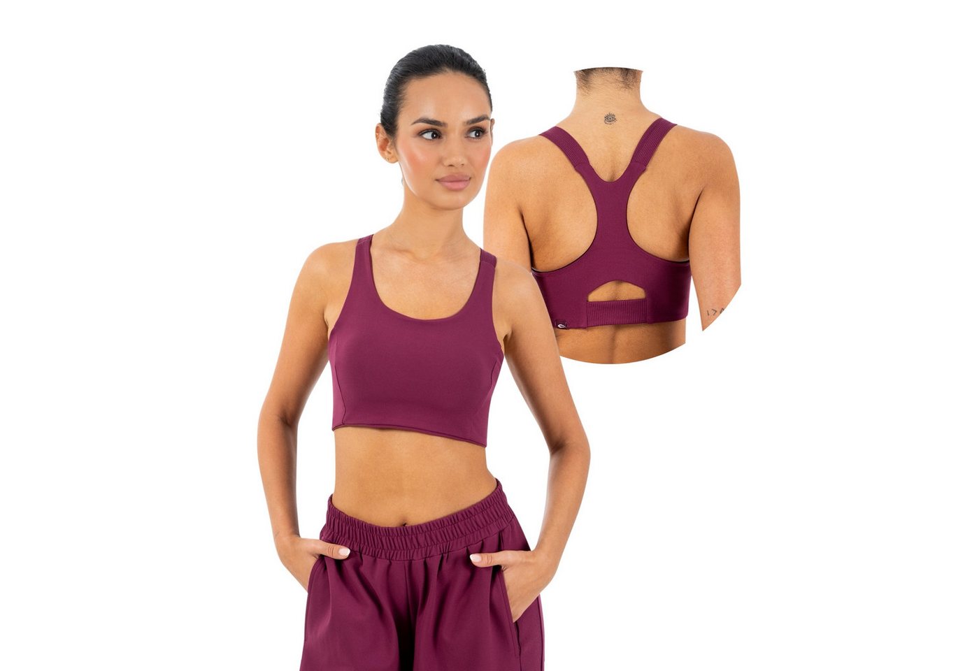 Smilodox Sport-BH Sylva, Top Damen, Bustier, figurbetont mit Cut-Out Rückendetail Shaped Fit, breite Träger, Rundhalsausschnitt, Gym & Training