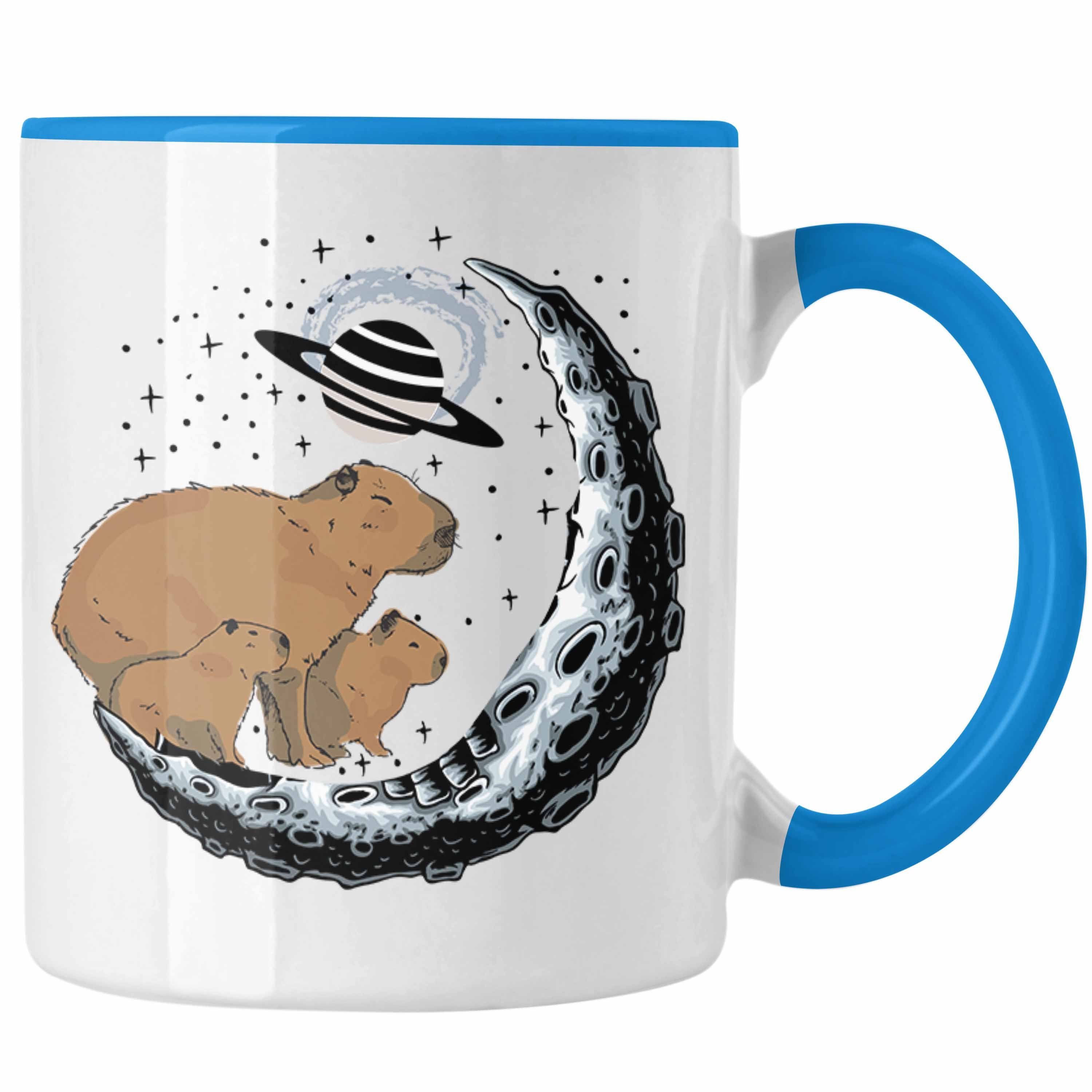 Trendation Tasse Galaxie Capybara Tasse Capybara Tier Kaffeetasse Geschenk für Capybara Blau