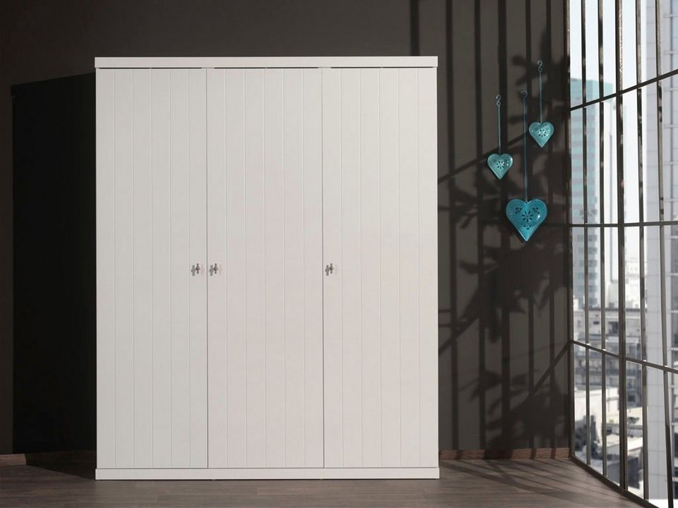 3 Stauraum, Vipack Weiß Türen, mit viel lackiert Ausf. Kleiderschrank Kleiderschrank bietet