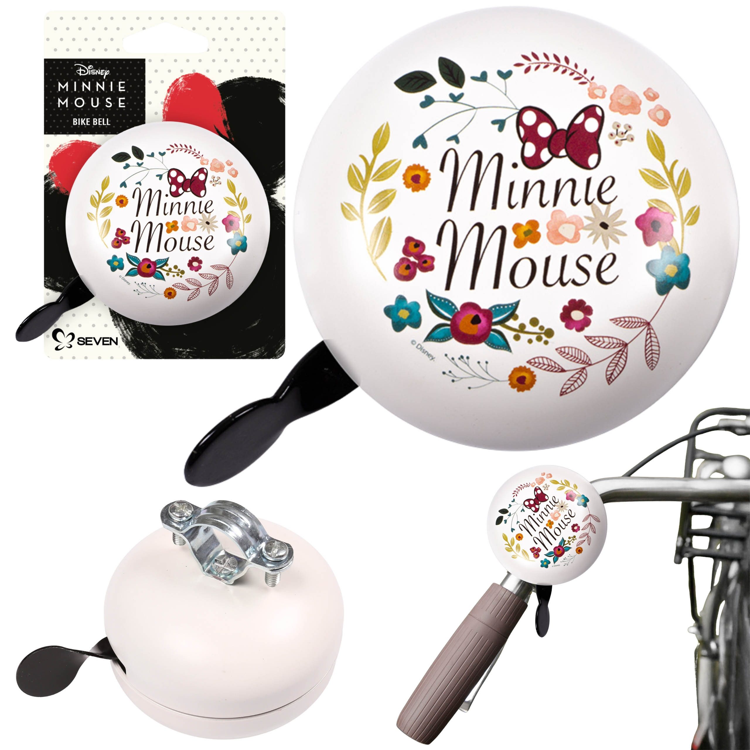 Fahrradklingel DISNEY Minnie Mouse Metall-Fahrradklingel – Weiß, Retro XL