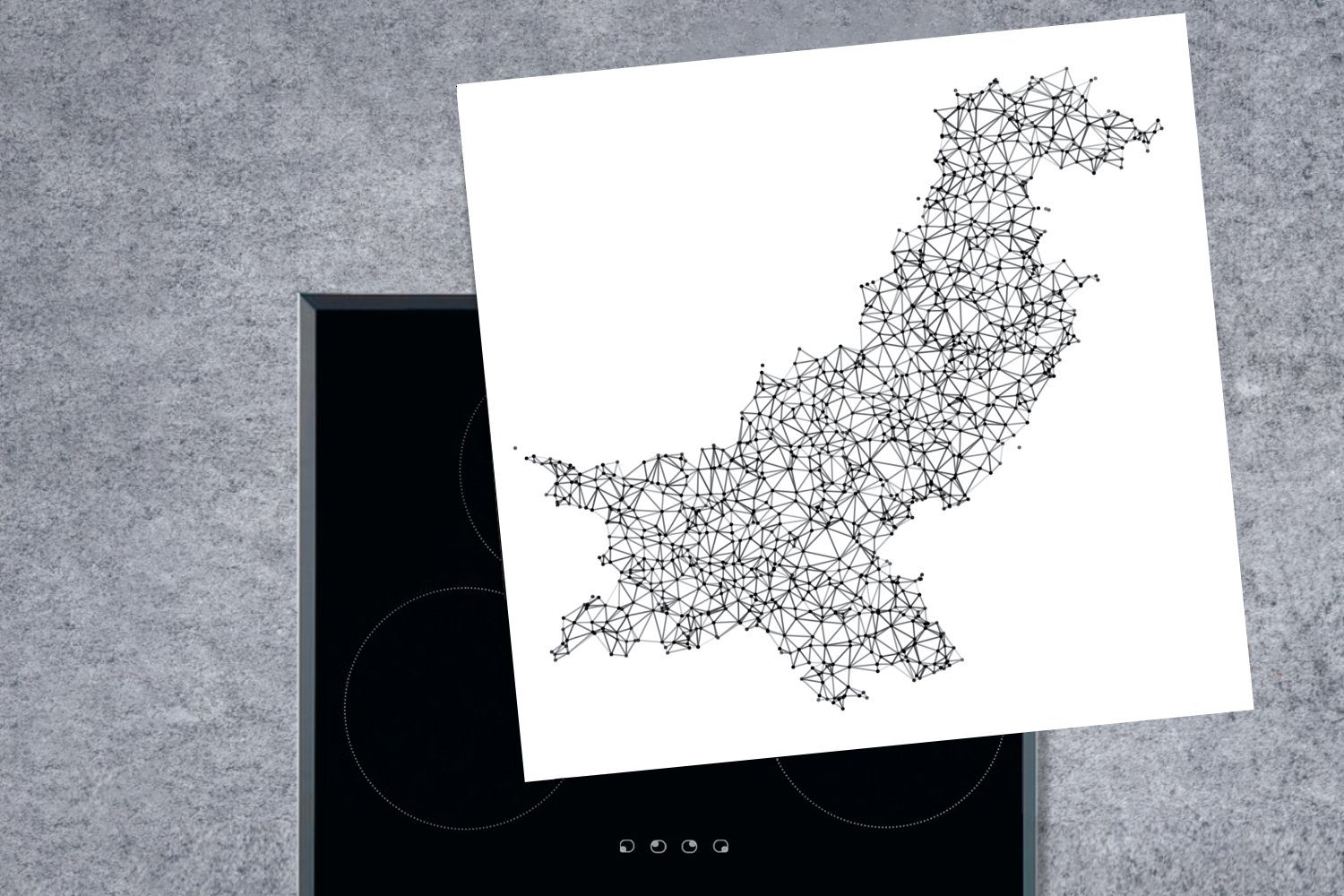 Ceranfeldabdeckung, Illustration mit (1 für MuchoWow Pakistan küche cm, 78x78 einem von Karte Herdblende-/Abdeckplatte Vinyl, tlg), Liniennetz, der Arbeitsplatte