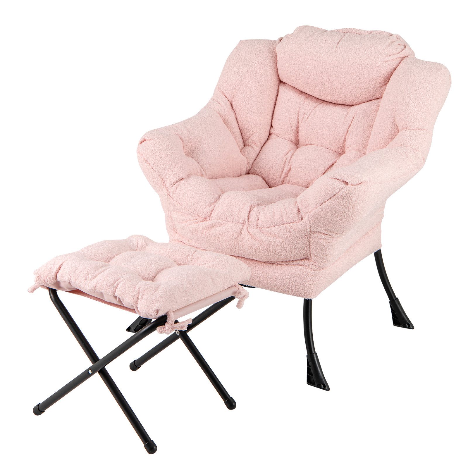 COSTWAY Relaxsessel (2-St), Ohrensessel gepolstert, mit Hocker