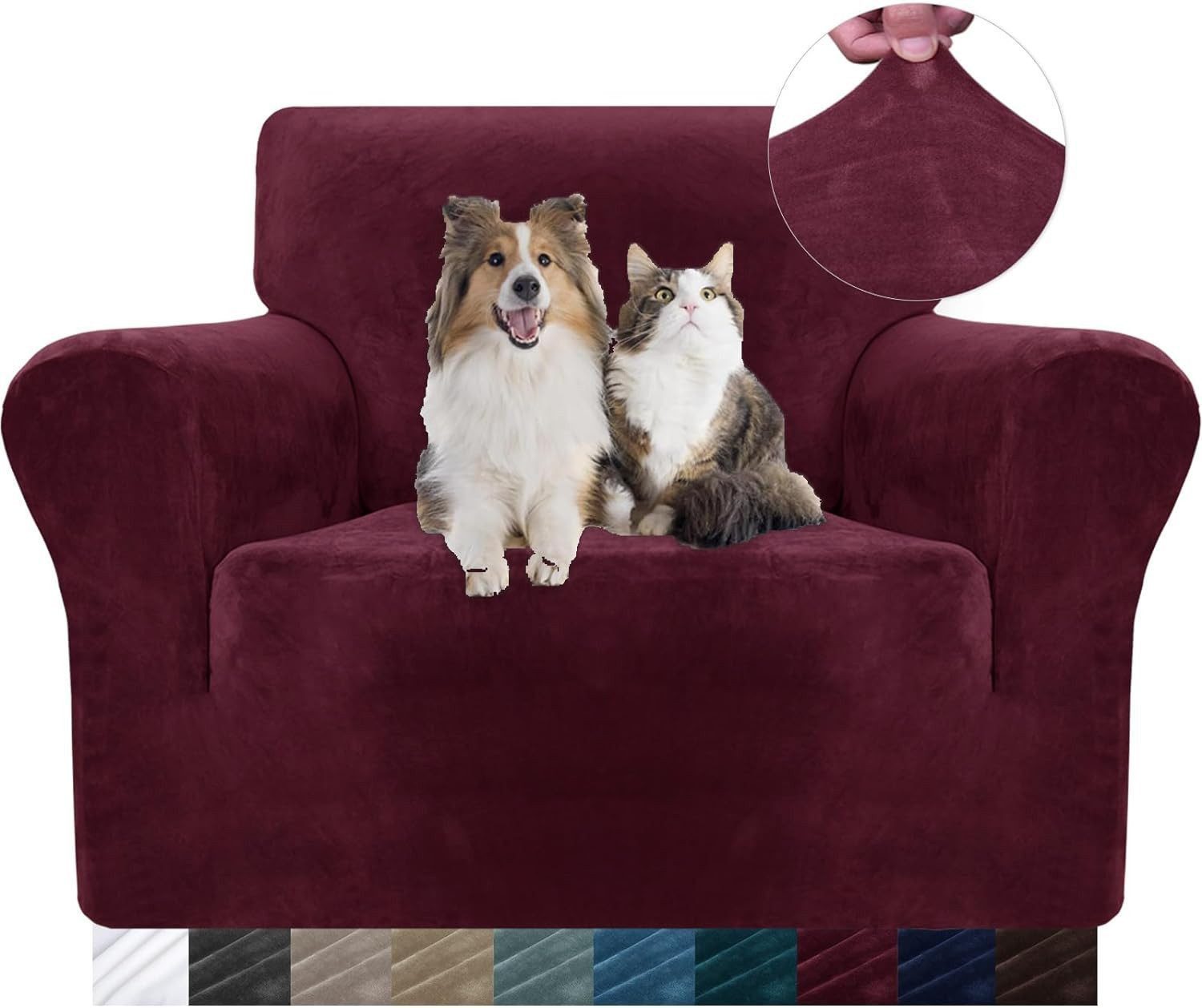 Diwzbyn Sofahusse Velvet Sofabezüge 1/2/3/4-Sitzer Stretch rutschfeste Couchbezug, für Hunde Katze Haustierfreundlich