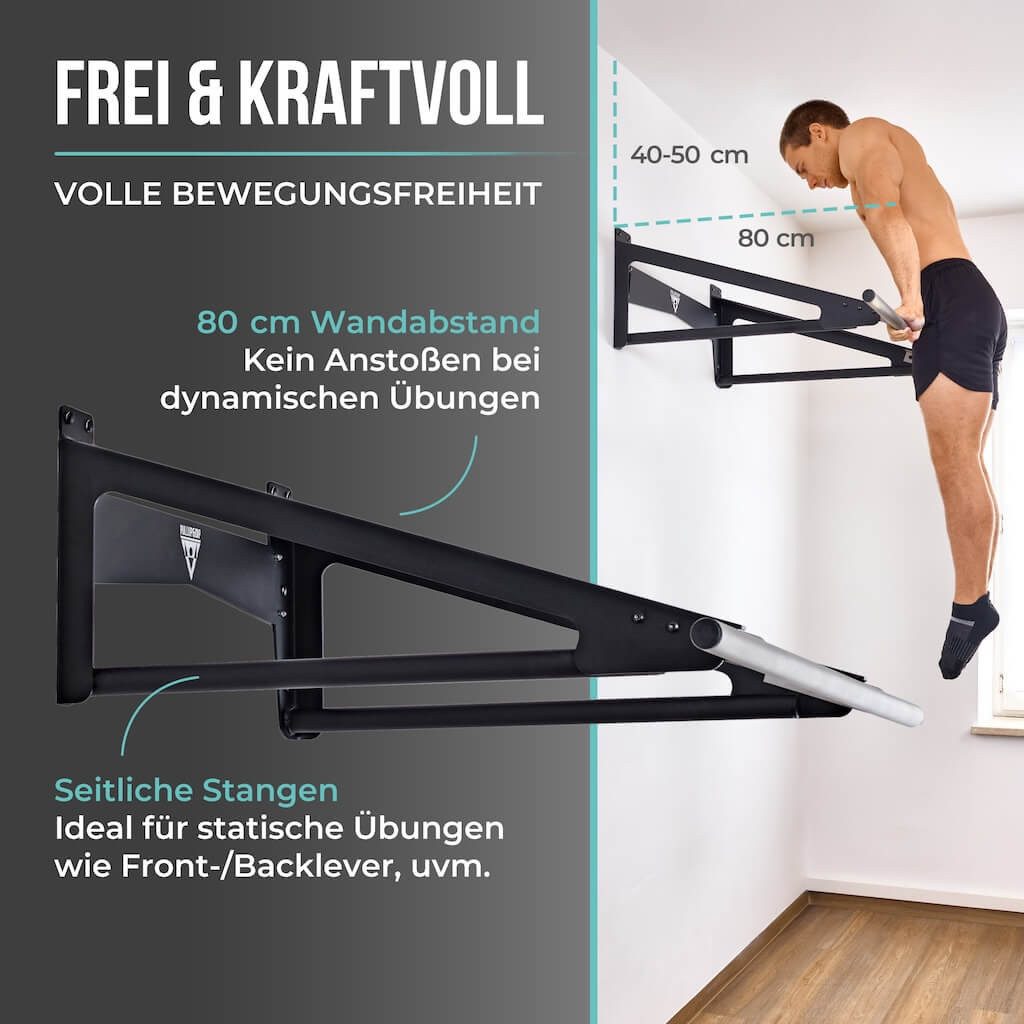 Pullup & Dip Klimmzugstange Muscle-Up Bar, Klimmzugstange mit extra Wandabstand (1-tlg)