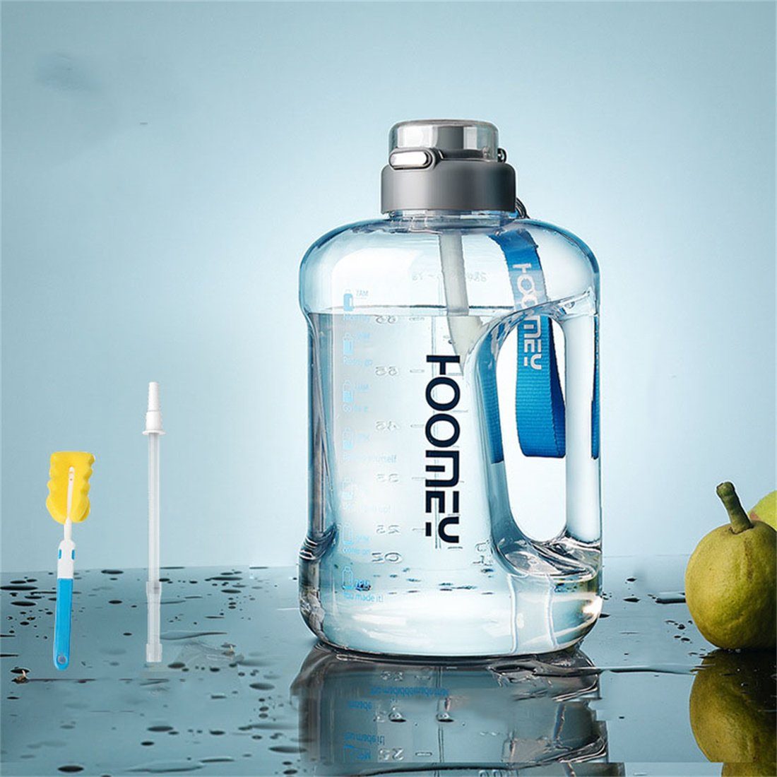 1500ml Kapazität CFYDW Trinkflasche Eimer Wasserflasche, transparent Wasserflasche Sport große Sport