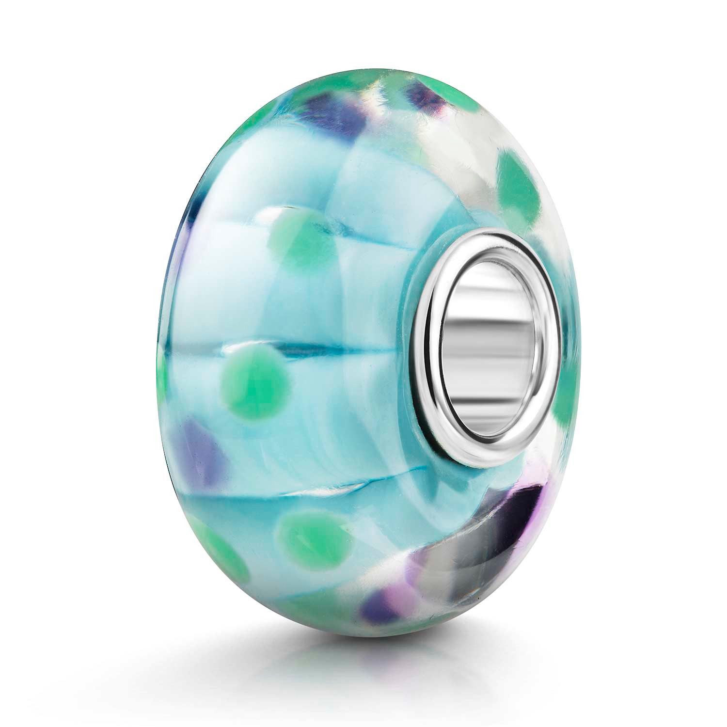 Bead Glasperle Punkte Blau Lila Grün 1616