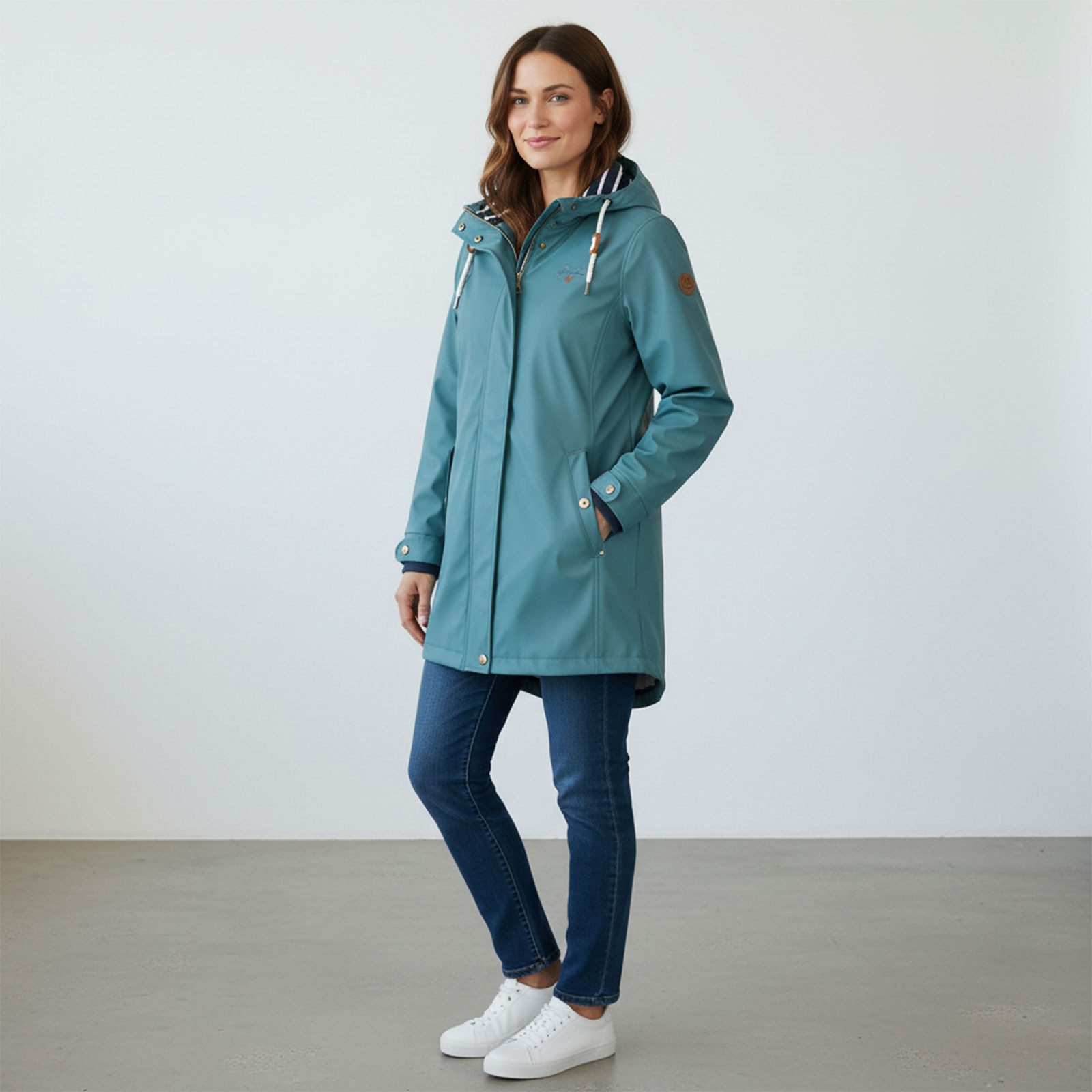 Dry Fashion Regenjacke Kiel Damen Regenmantel - Outdoor-Jacke Parka Wasserdicht & Winddicht Verschweißte Nähte, Kapuze verstellbar, abgedeckter Reißverschluss