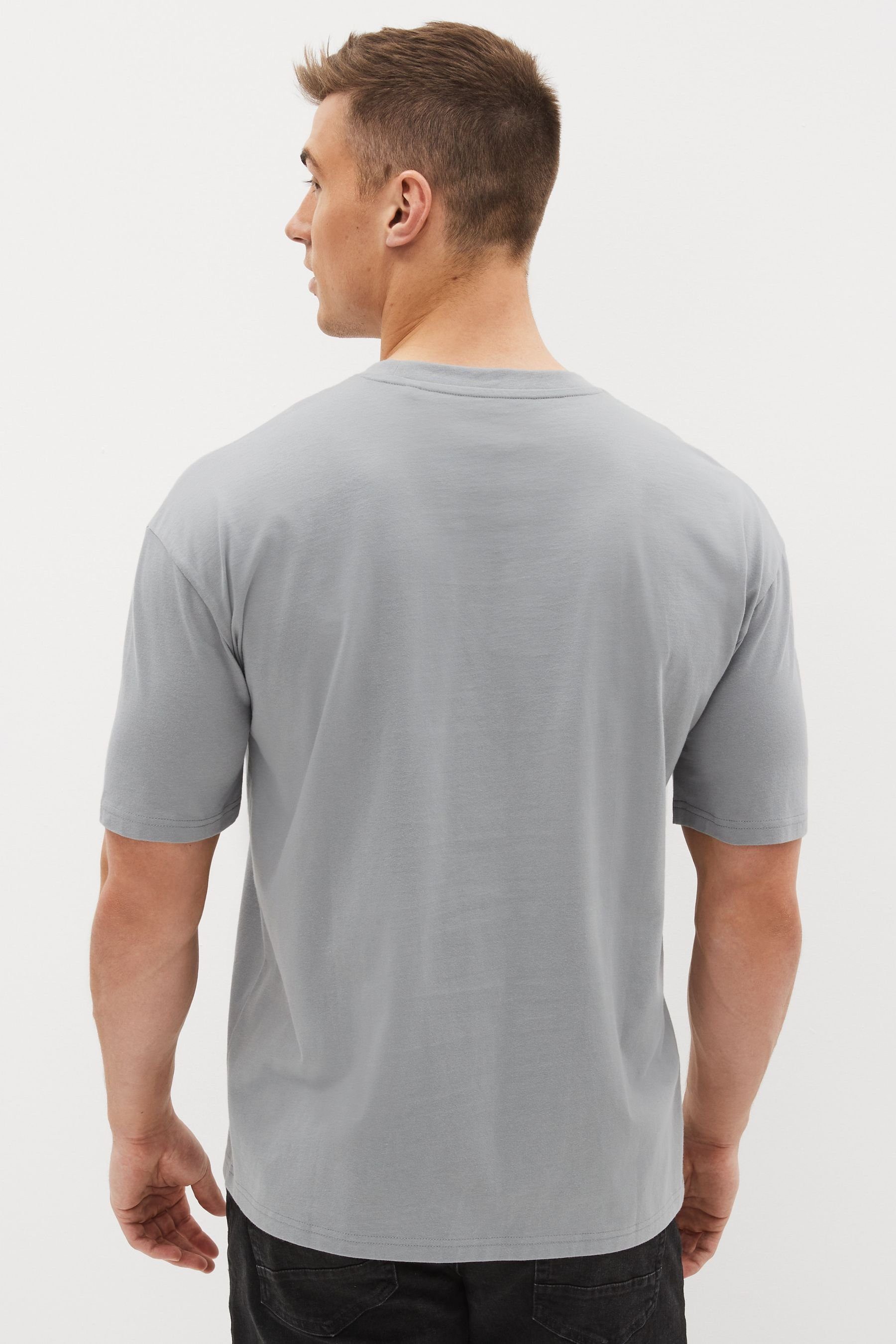 Next T-Shirt Rundhals-T-Shirt im Relaxed Fit Silver (1-tlg) Grey