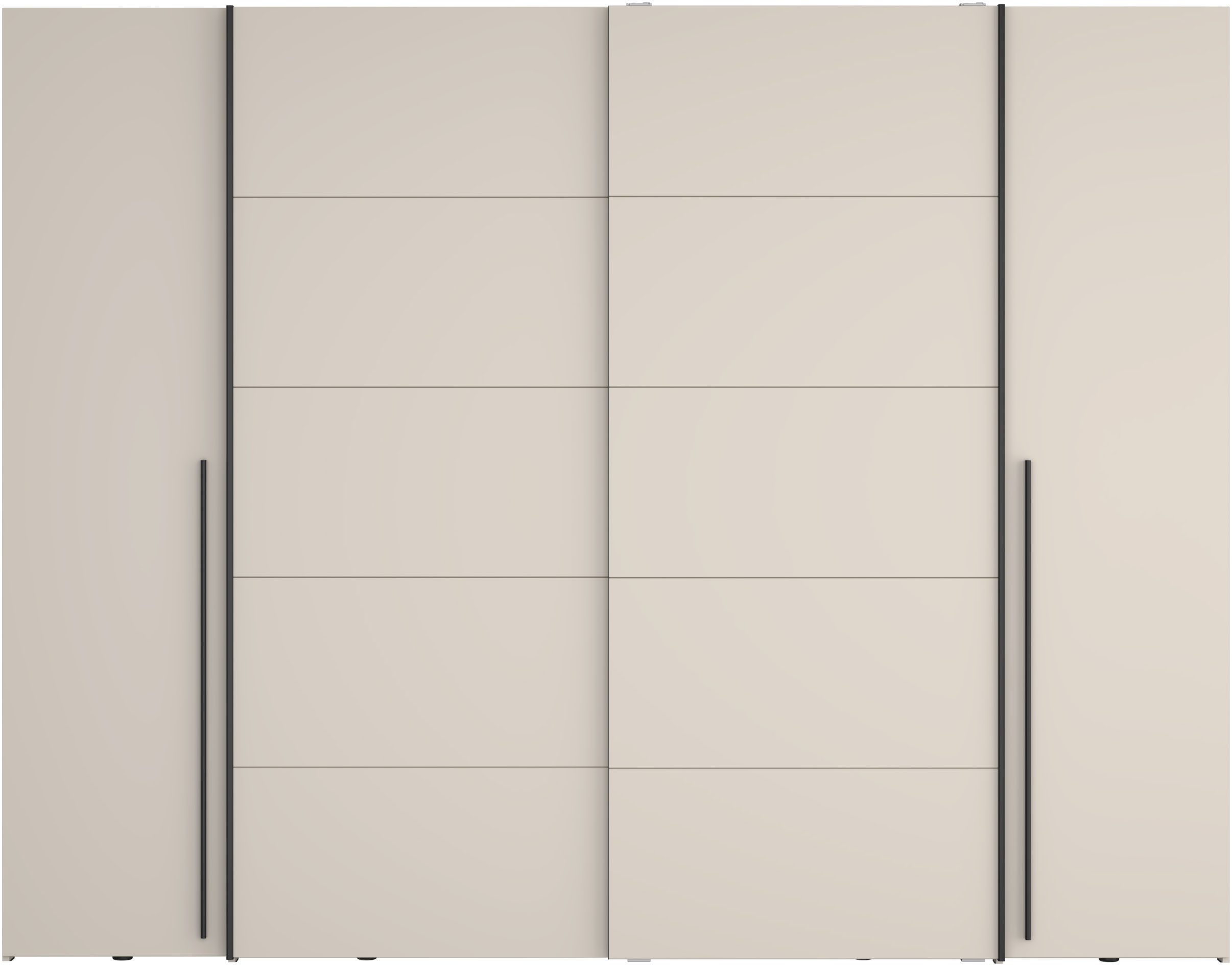 FORTE Kleiderschrank Narago, Kombischrank, modernes Design (B/H/T ca. 270/210/61cm, auch mit Premiumausstattung) Kombination aus Schwebetüren mit seitlichen Drehtüren, Made in Europe