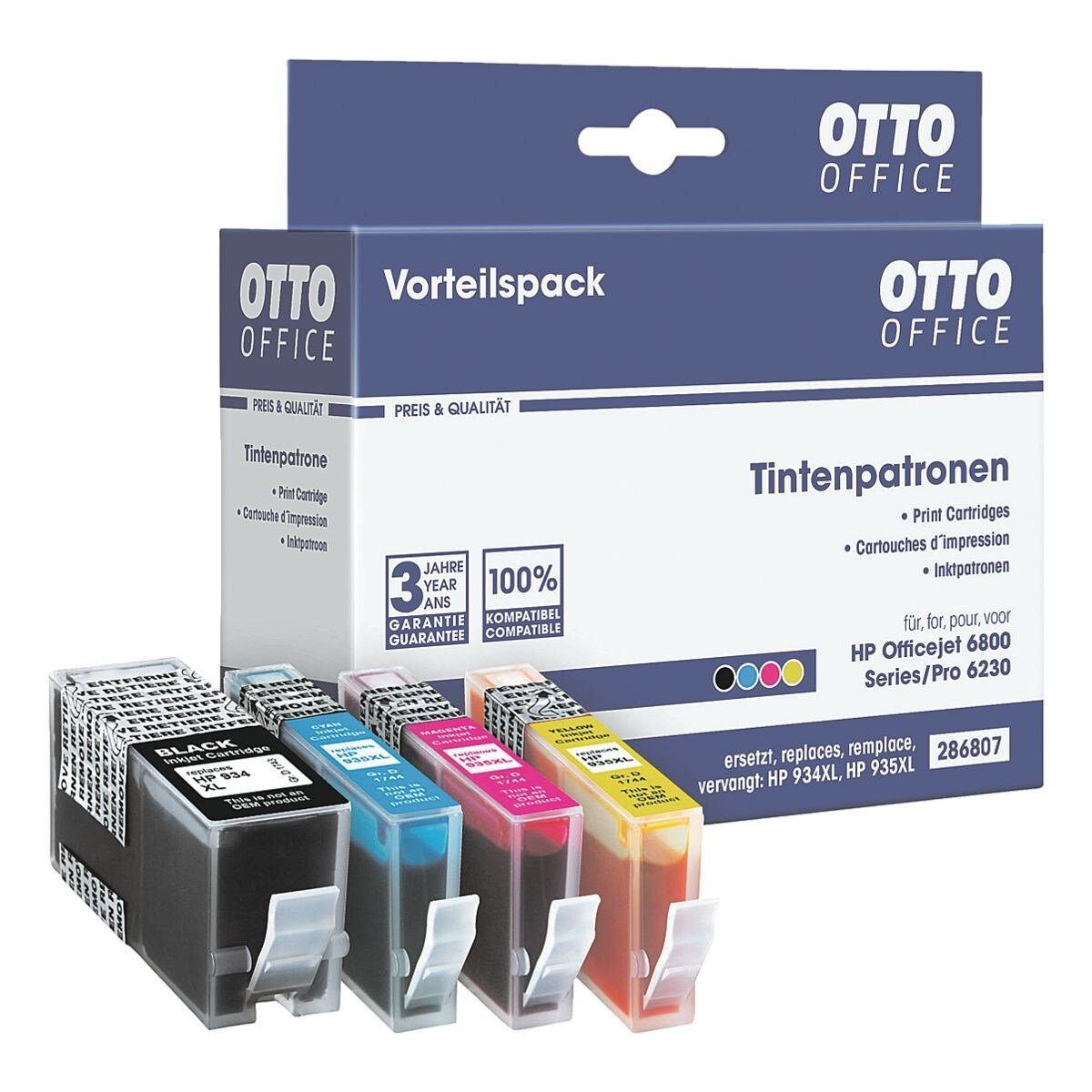 Otto Office  Office 934XL / 935 XL Tintenpatrone (4-tlg., ersetzt HP »934 XL / 935 XL«, schwarz / cyan / magenta / gelb) schwarz, cyan, magenta, gelb