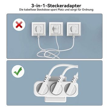 Welikera Dreistecker für Steckdose,3 in 1 250V/16A Tragbare Steckdosen Mehrfachsteckdose