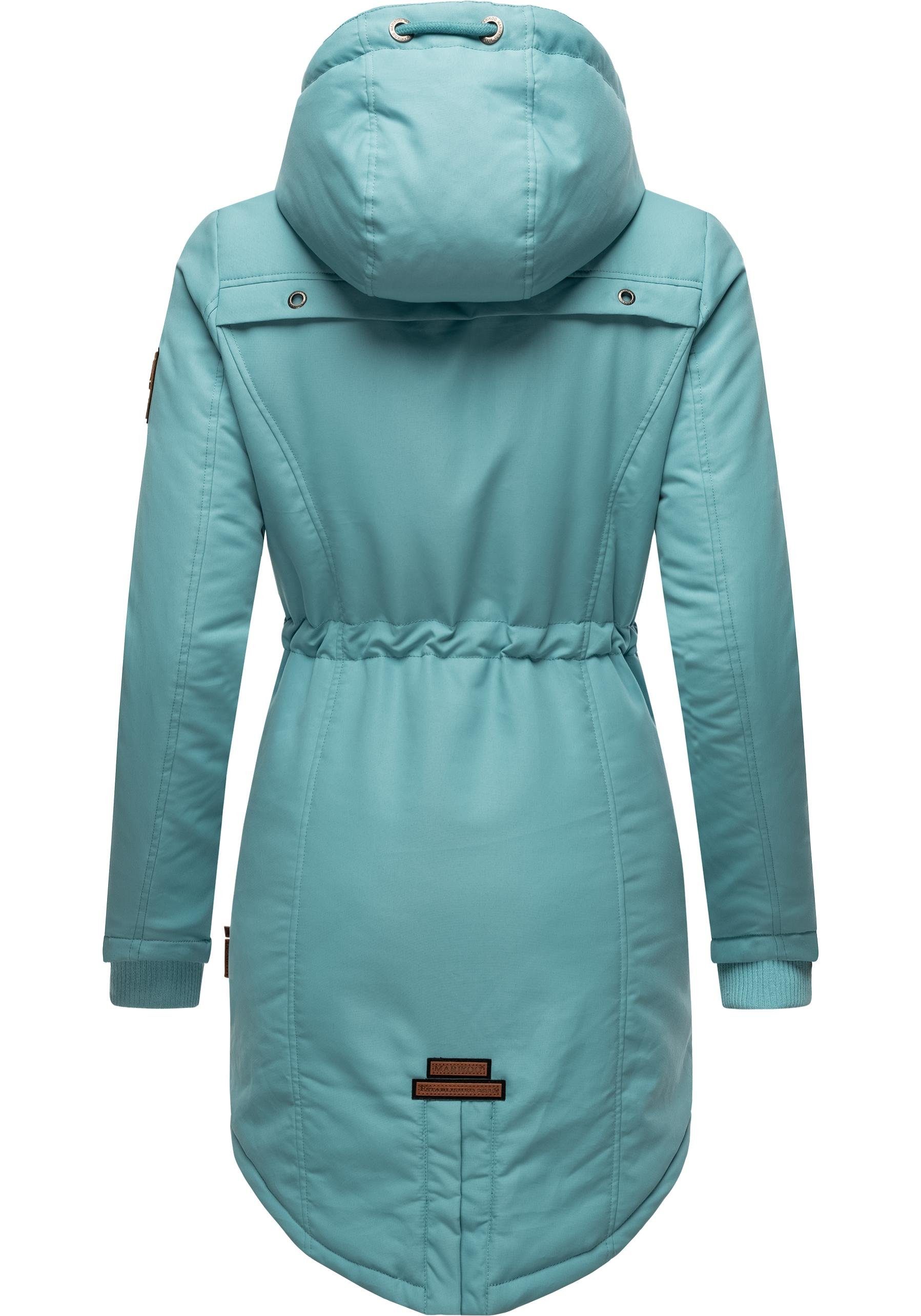 Marikoo Wintermantel Kapuze sportlicher Winterparka mit hellblau Kamii abnehmb. Damen