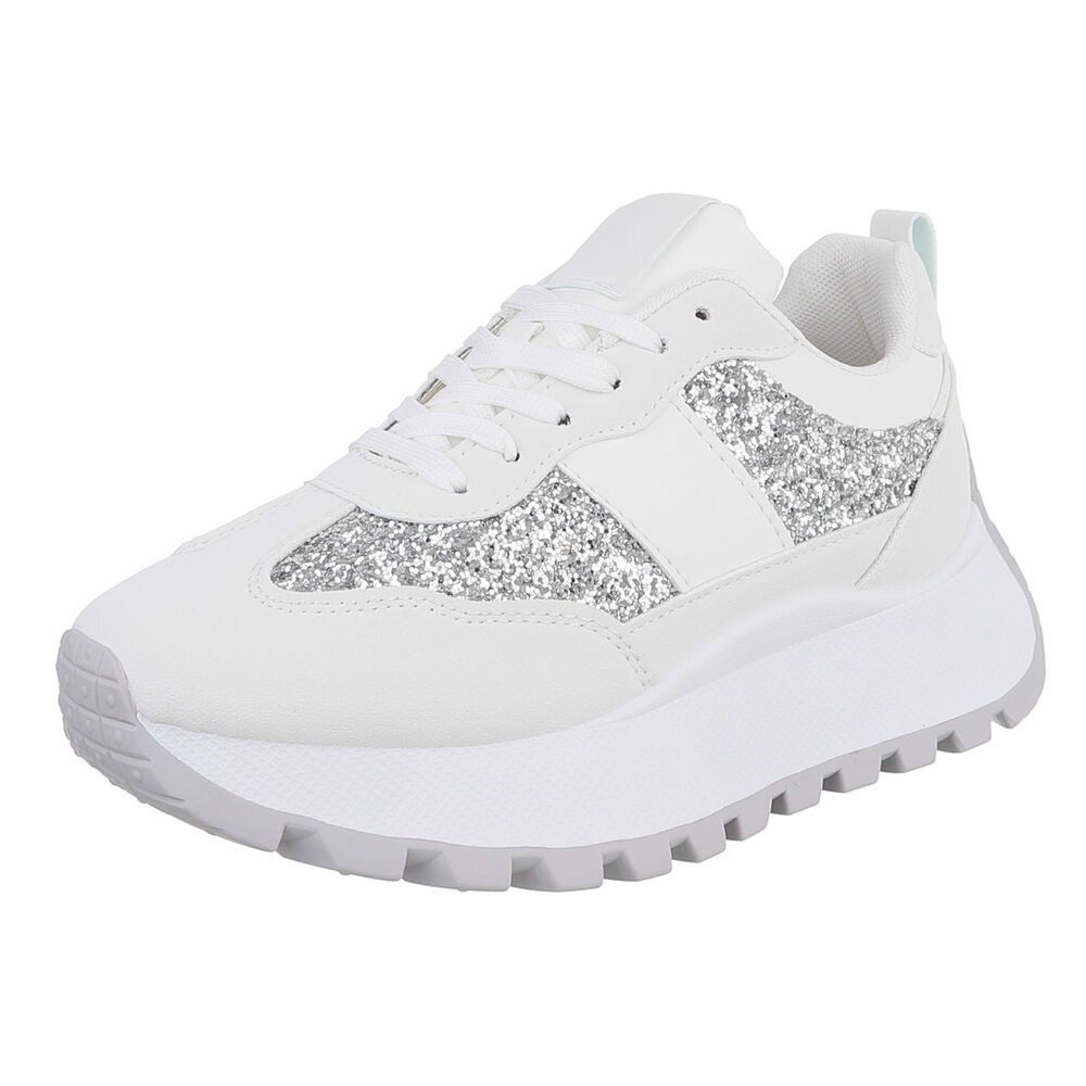 Ital-Design Eleganter Slip-On Schuh für Damen mit komfortabler Innensohle Sneaker (91117438) Keilabsatz/Wedge Sneakers Low in Weiß