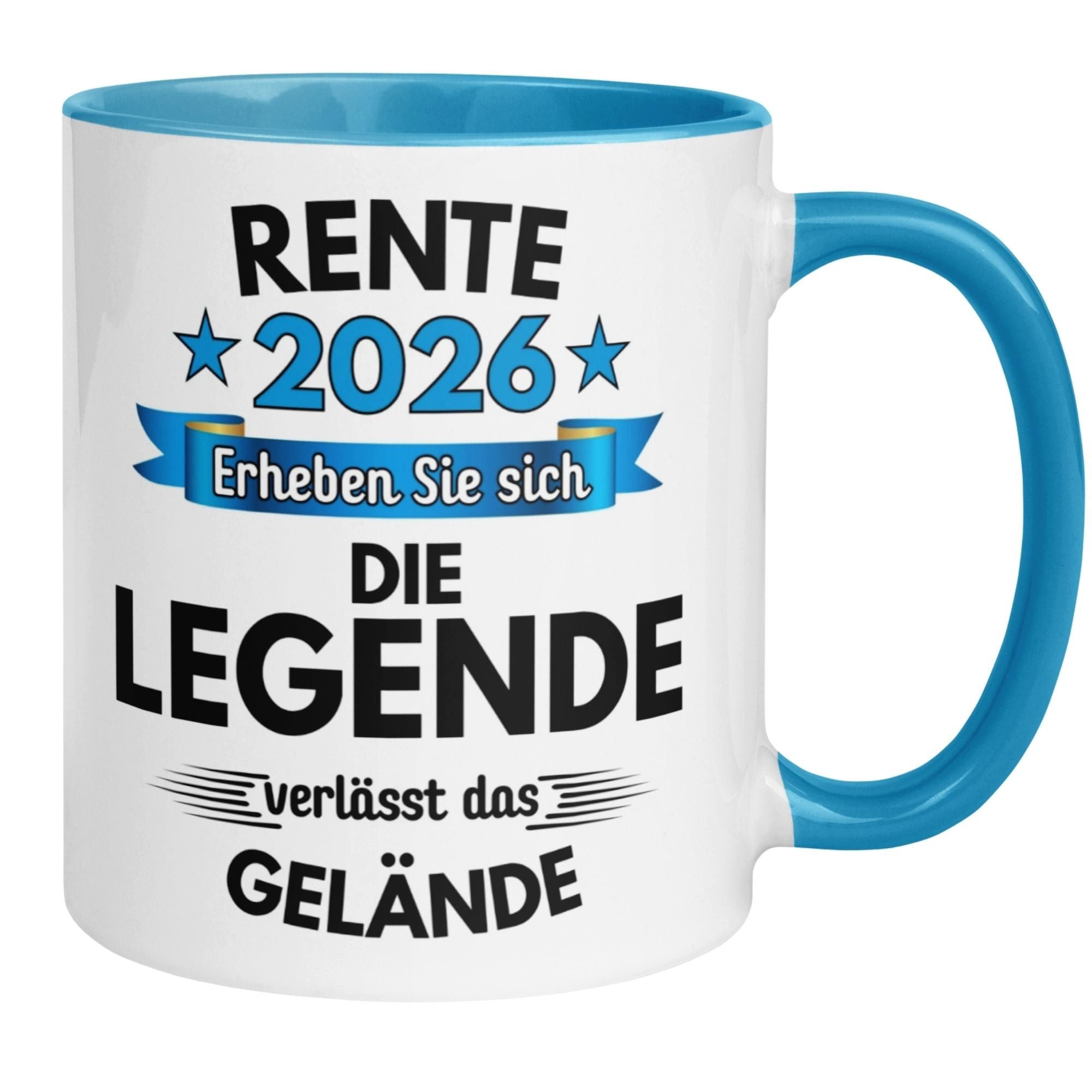 Momentals Tasse Rente – „Legende verlässt das Gelände“ – Geschenk zum Renteneintritt, Gratis Versand · Links-&Rechtshänder · Spülmaschinenfest