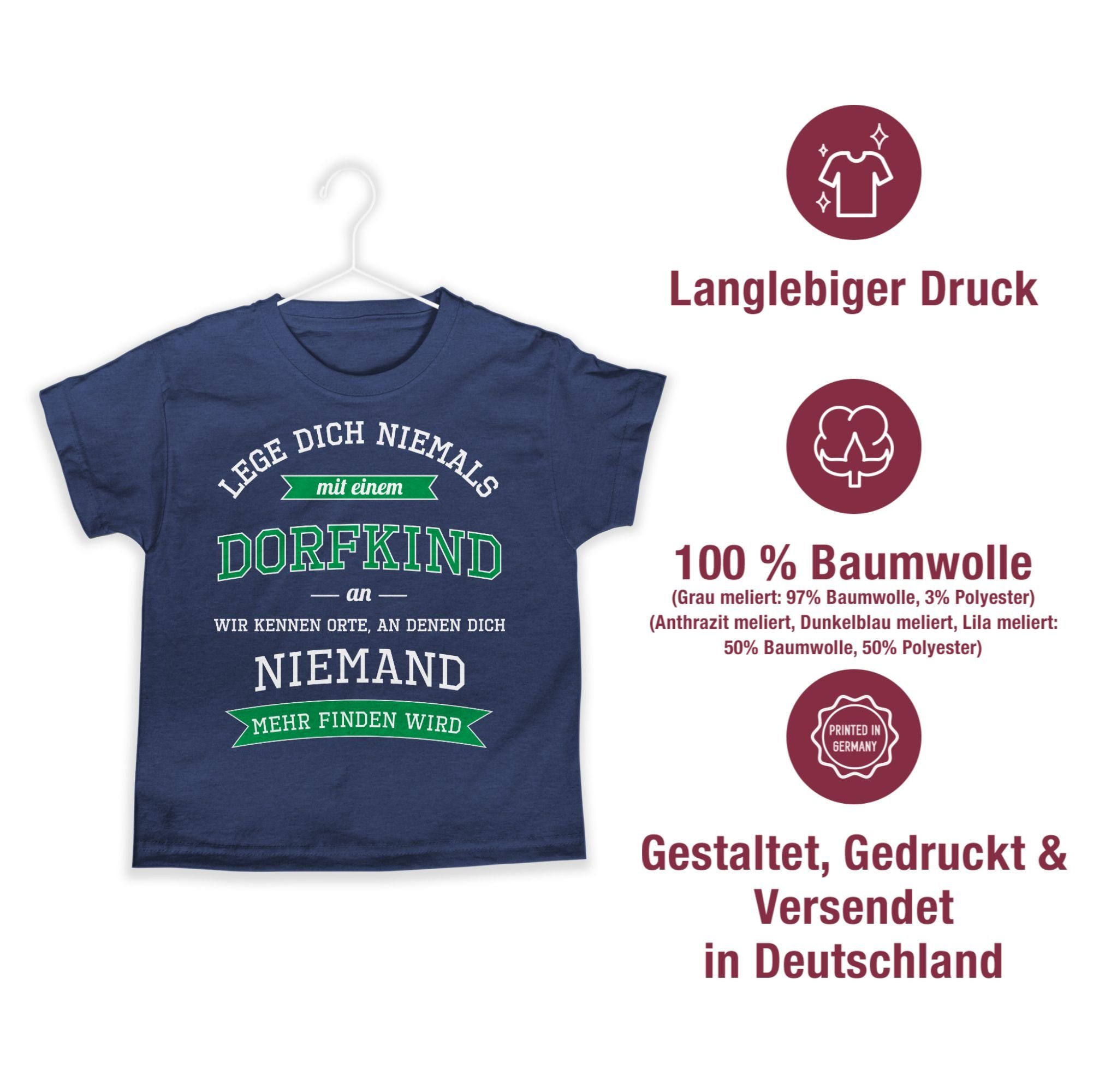 Shirtracer T-Shirt Lege dich niemals mit einem Dorfkind an (1-tlg) Statement Sprüche Kinder