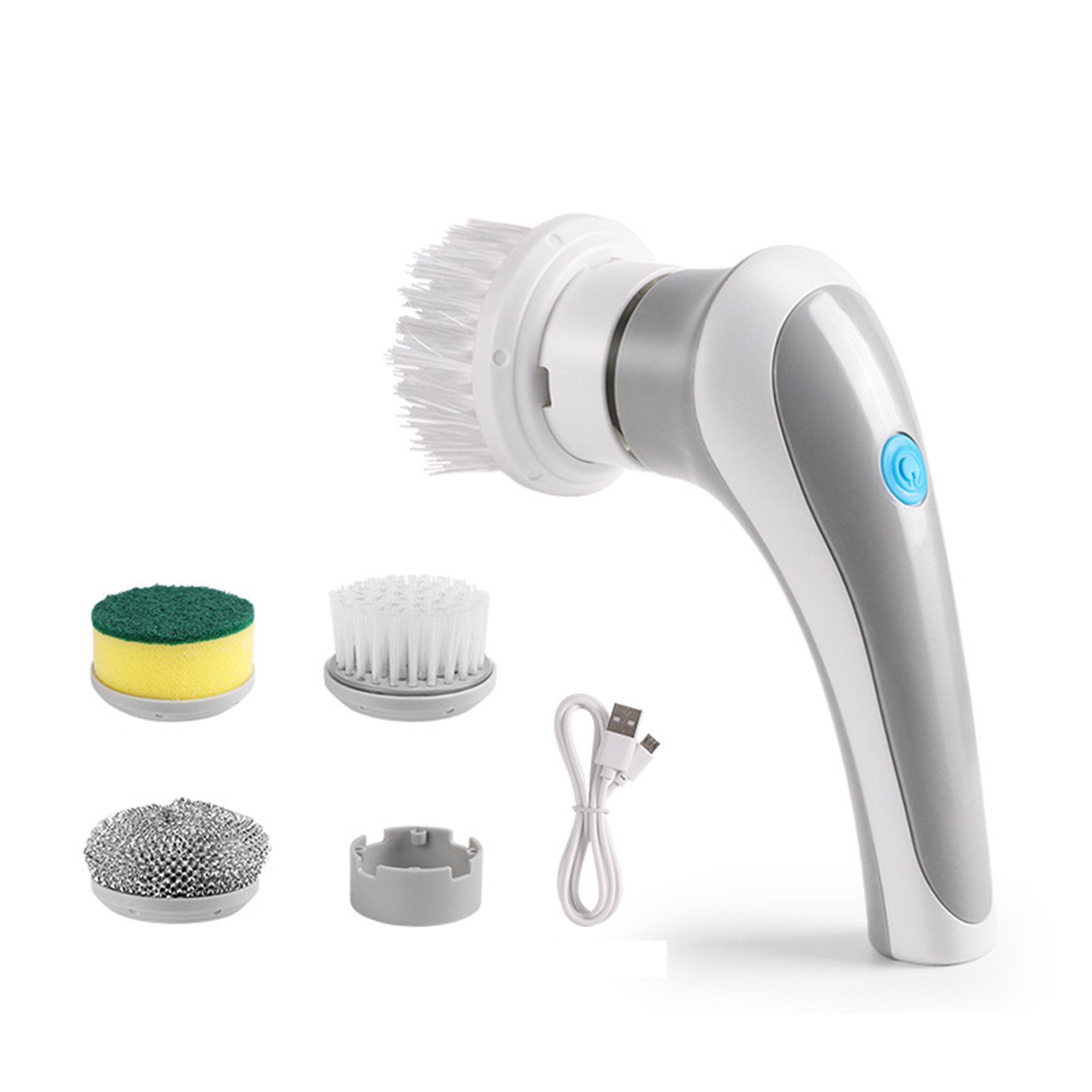KINSI Elektro-Oberflächenbürste Elektrische Reinigungsbürste für die Küche - 6-in-1 Set, mit Aufsätzen für Backofen, Gemüse & hartnäckigen Schmutz