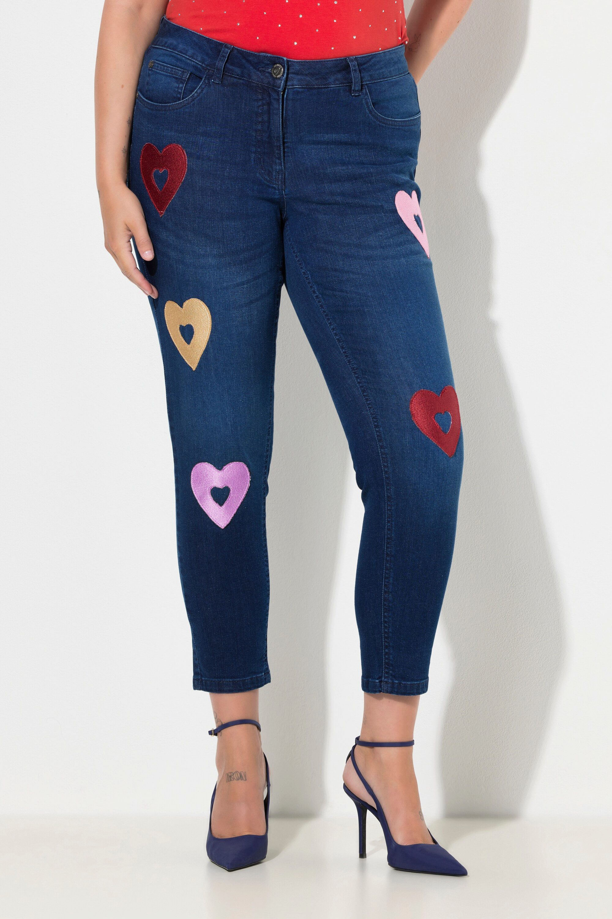 MIAMODA Regular-fit-Jeans Jeans Pina Skinny-Fit Herzen 5-Pocket