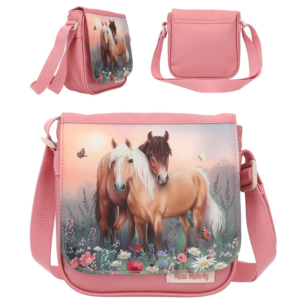 Depesche Spiel Miss Melody Umhängetasche FLOWERS rosa Pferde-Motiv