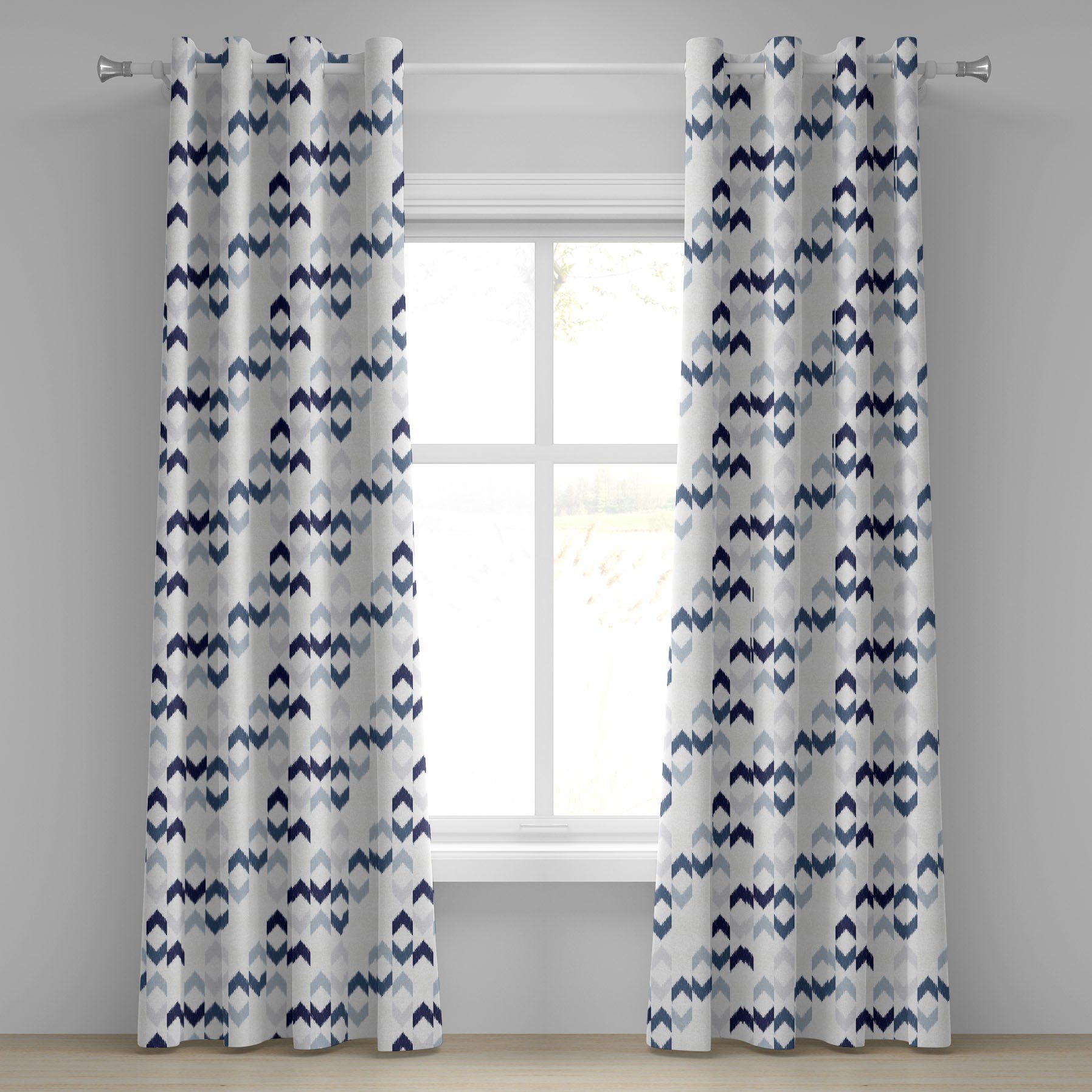 Gardine Dekorative 2-Panel-Fenstervorhänge für Schlafzimmer Wohnzimmer, Abakuhaus, Ethnisch Ikat Chevron-Zickzack