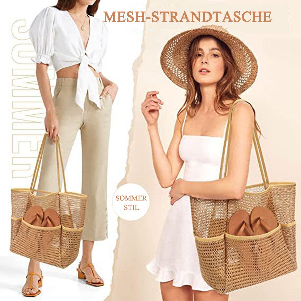 Coonoor Strandtasche Damen Duschtasche Familie, Multifunktionale Strandtasche aus Mesh, Faltbar, Tragbar, Leicht, Shopper für Frauen