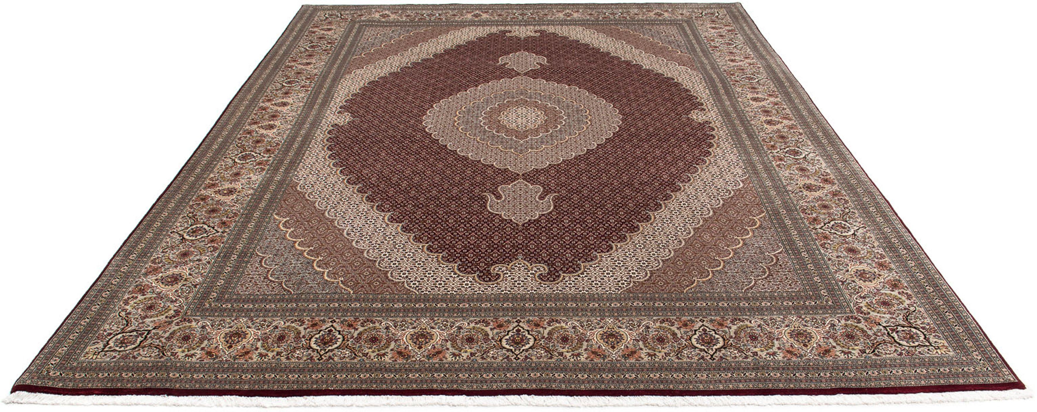 Orientteppich Perser - Täbriz - 353 x 253 cm - dunkelrot, morgenland, rechteckig, Höhe: 10 mm, Wohnzimmer, Handgeknüpft, Einzelstück mit Zertifikat