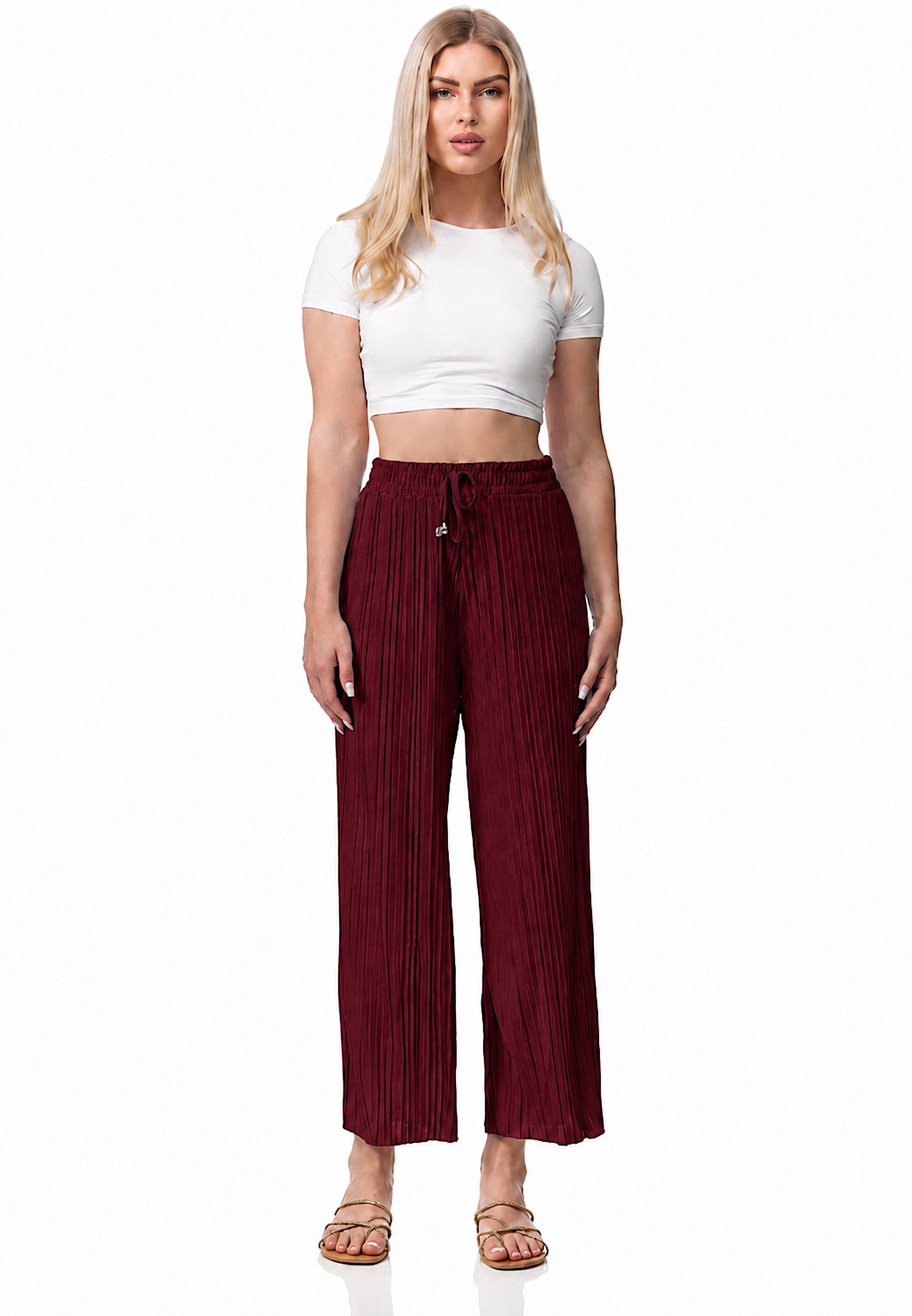 Worldclassca Stoffhose Worldclassca Stoffhose Plissierte Sommer Hose weitem Bein Faltenhose Neue Kollektion - Stilvolle und gemütliche Sommer Mode für Damen