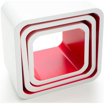 Floordirekt Wandregal Cambridge, Dekoregal in 4 Farben, Wandregal, ideal im Wohnzimmer, 3-teilig, Cube Regal