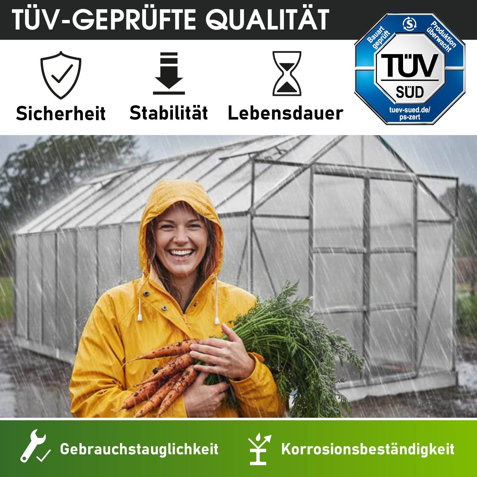 BRAST Gewächshaus Aluminium mit Fundament rostfrei 130x190x195cm, BxTxH: 19 günstig online kaufen