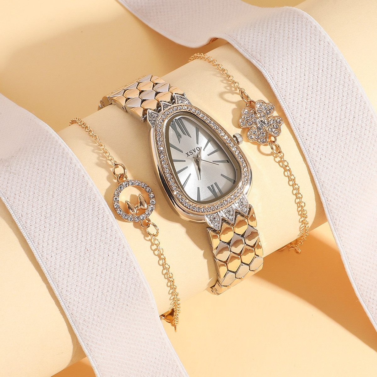 Luckice Quarzuhr Damen-Quarzuhr Quarzuhren mit 2 Armbändern (3-tlg. Set), ( günstig online kaufen